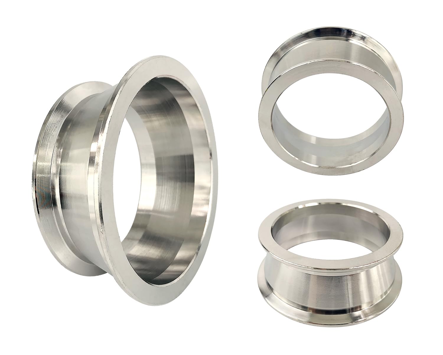 eLifecenter Turbo Exhaust V-Band Adapter Flange, 3" to 4" ID, Mild Steel, Silver, Model FG_AD_VBAND300400