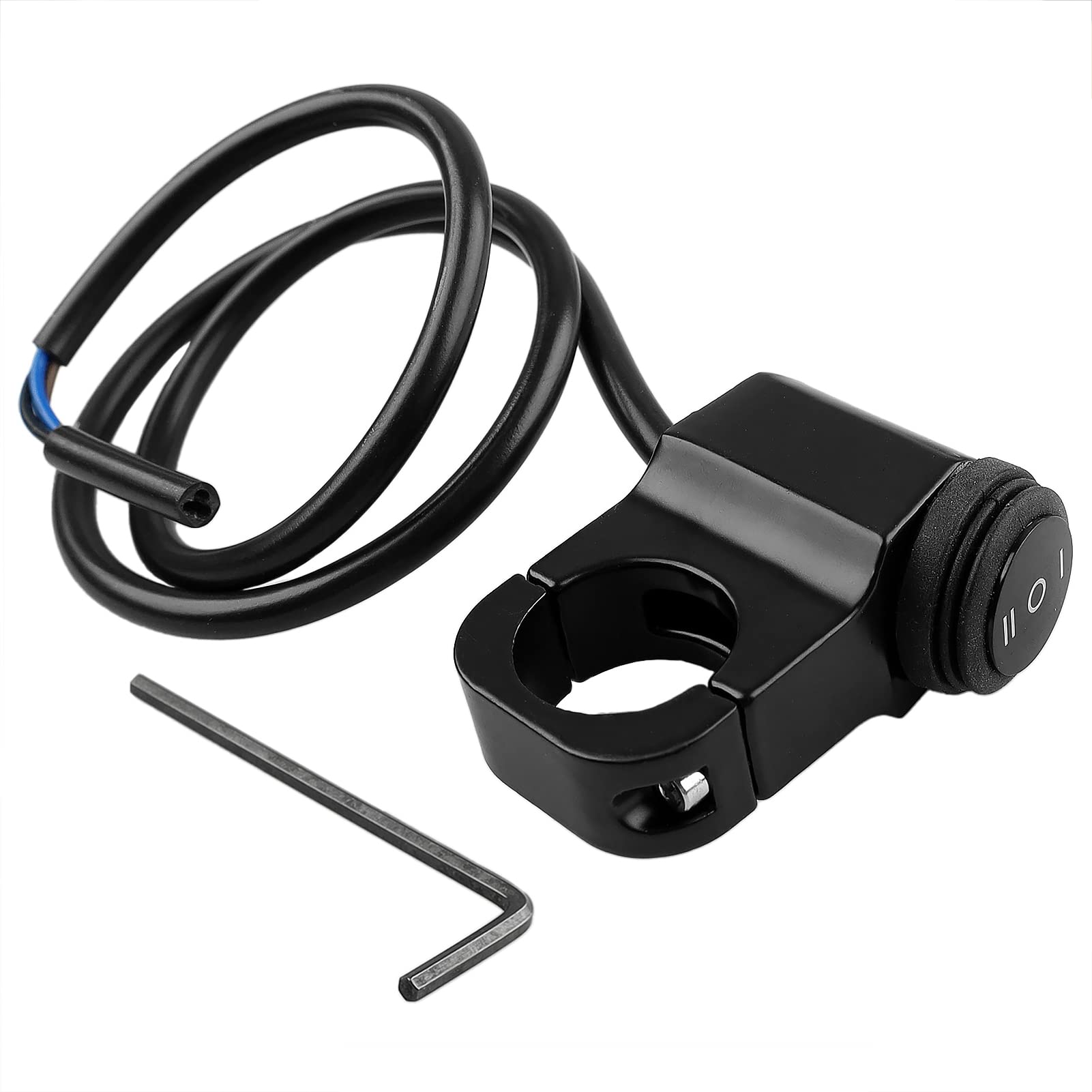 Cyleto 3 Position Motorcycle Headlight Switch 12v 7/8'' 22-23mm Waterproof Motorcycle ATV Handlebar On-Off-On Control CNC Craft 