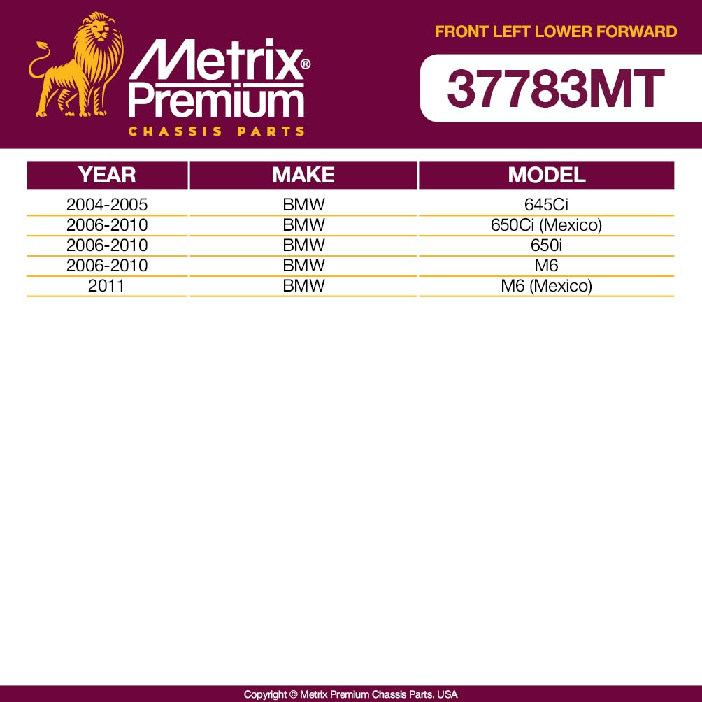 Metrix Premium Chassis Parts - Front Left Lower Forward Control Arm W Ball Joint & Bushing Assembly Fits 11 Bmw M6 (Mexico), 06-