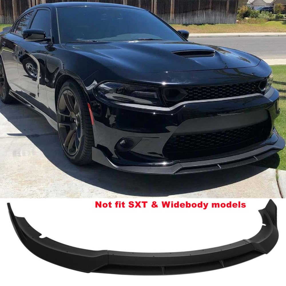 MUTUSAISI Matte Black Front Bumper Lip Splitter Kit for Dodge Charger SRT/Hellcats/Scat Pack 2015-2023, Plastic Body Kit Accessories