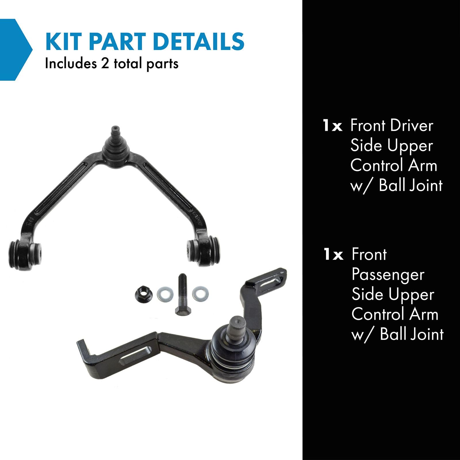 TRQ Upper Control Arm with Ball Joint Set - 2 Piece for 1995-2001 Ford Explorer, 1998-2011 Ford Ranger, 1997-2001 Mercury Mountaine