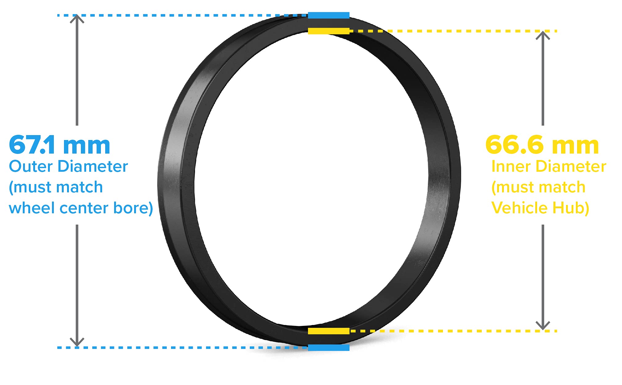 Stancemagic Hubcentric Rings (Pack Of 4) - 66.6Mm Id To 72.6Mm Od - Black Poly Carbon Plastic Hubrings Hub - Compatible With Mercedes Benz Audi With 66.6Mm Vehicle Hubs And 72.6Mm Wheel Centerbore