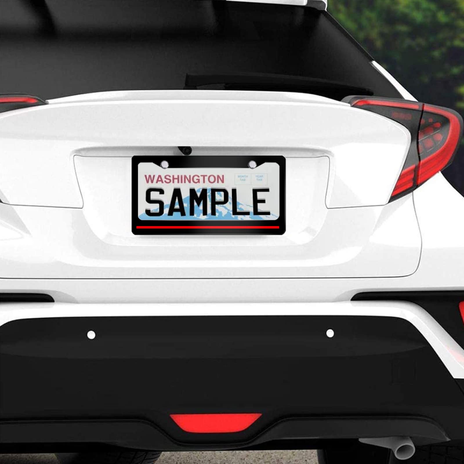 Meikosks Thin Red Line License Plate Frame,Personalized Firefighter Metal Aluminum Car Cover Tag Holder Frames, 2 Holes with Scr