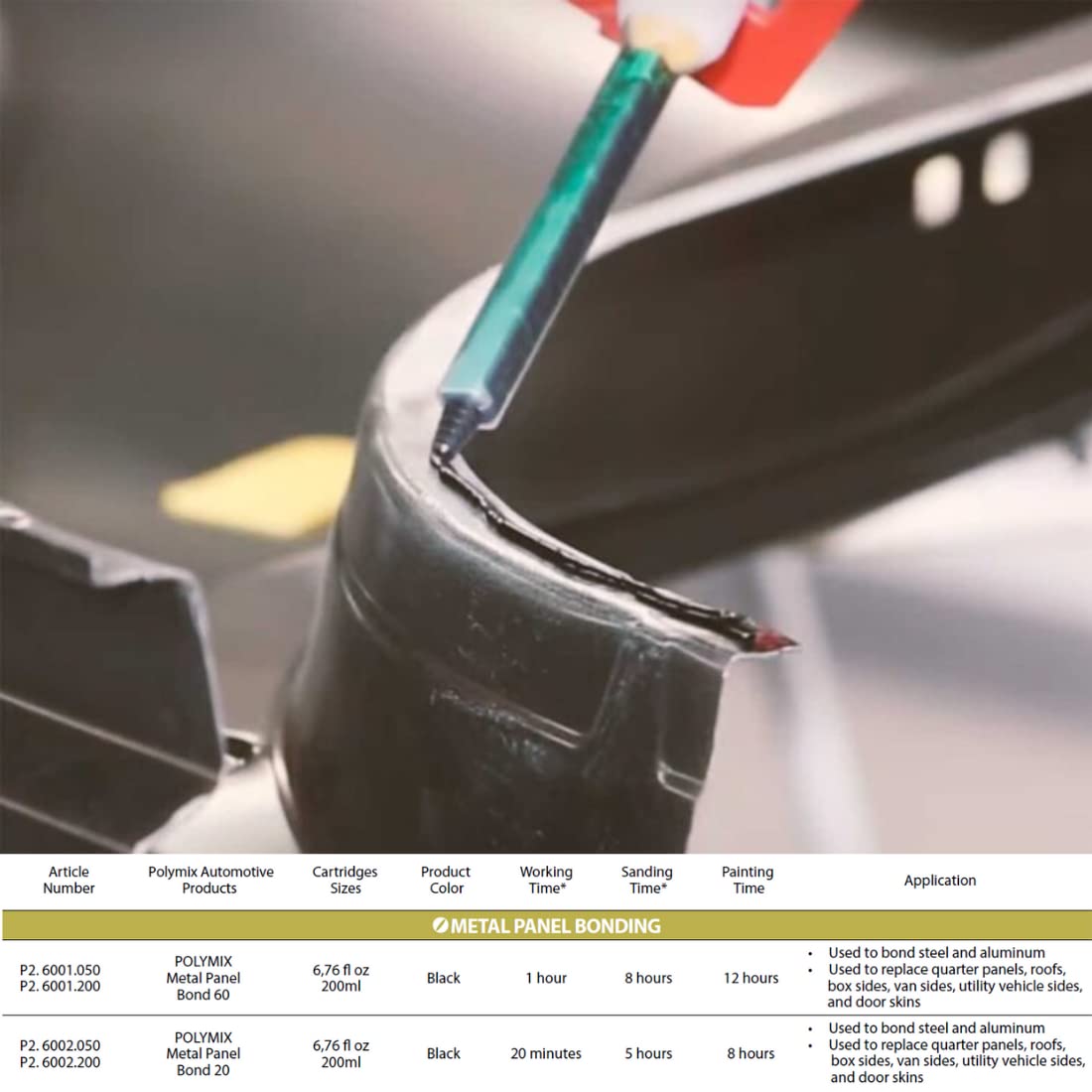 Polymix Panel Bond 20 Adhesive 200ml Cartridge & Two Application Mixing Nozzles