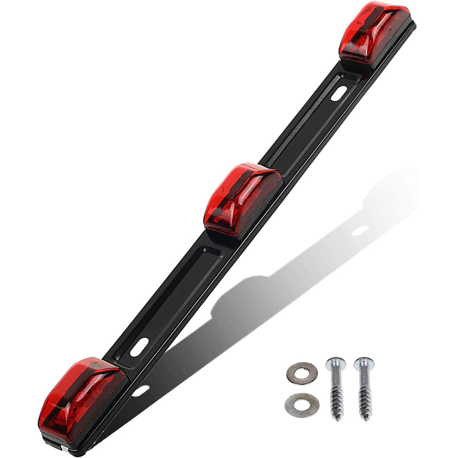 Partsam Red Clearance Id Bar Marker Light 3 Light 9 Led Trailer Sealed Stainless Steel, [Dot Approved] Sealed 3-Light Truck And