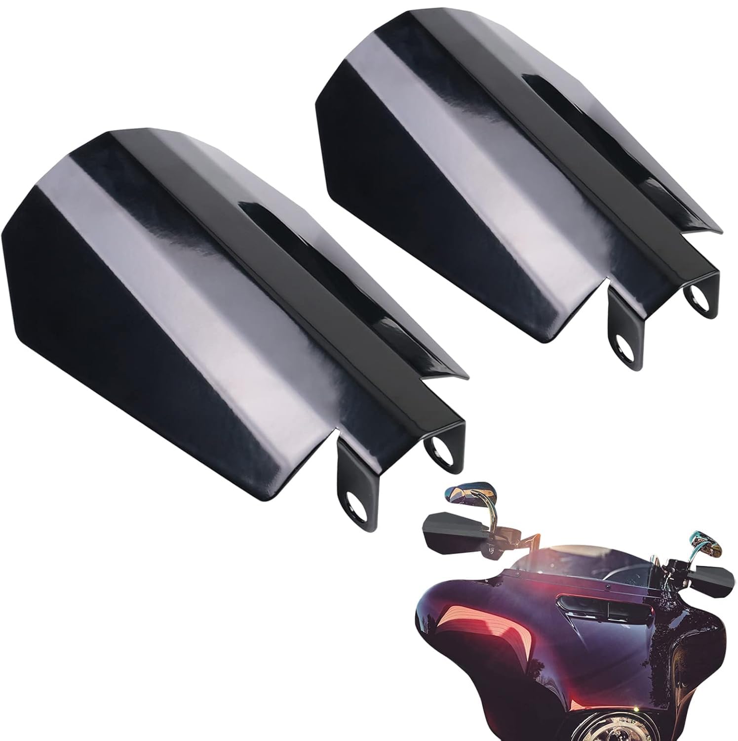 Starknightmt Motorcycle Handguards Black Coffin Cut Stainless Steel Hand Guards Compatible With Touring Models Street Glide Road King Road Glide Electra Glide 2014-2022 With Hydraulic Clutch (Large)