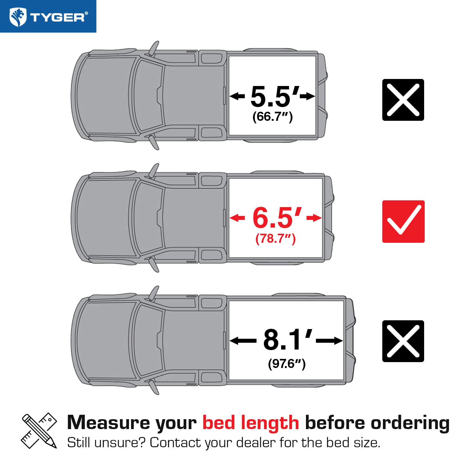 Tyger Auto T3 Soft Tri-fold Truck Bed Tonneau Cover Compatible with 2014-2021 Toyota Tundra | 6.5' (79'') Bed | TG-BC3T1433, Bla