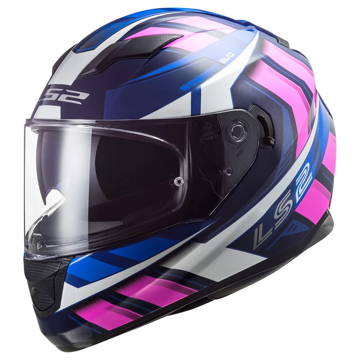 Ls2 Helmets Full Face Stream Evo Street Helmet (Loop Black/Pink/White/Blue - Large)