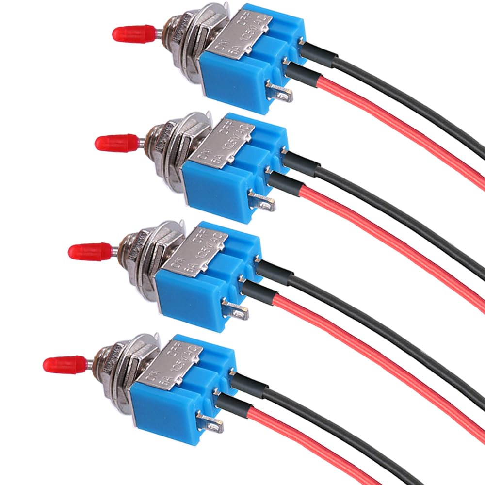 Vonvoff Toggle Switch,4Pcs On/Off Spst Switch With Pre-Soldered Wire,3V/5V/12V/24V/72V/110V/220V/240V/Mini Toggle Switches For C