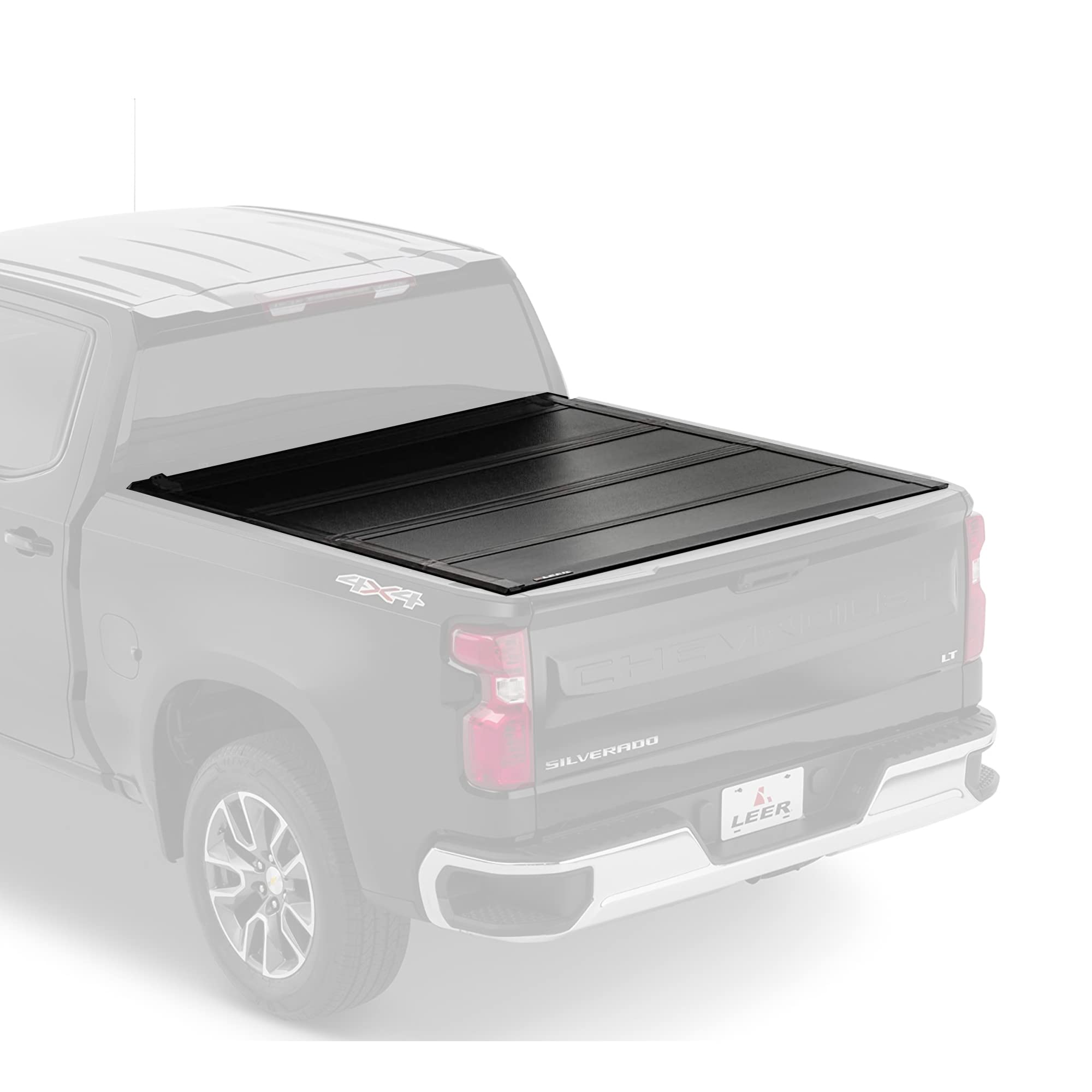 Leer Hf650M Quad-Folding Truck Bed Tonneau Cover, Fits Chevy Silverado And Gmc Sierra, Years 2019-2024, 5'8 Truck Bed, Black