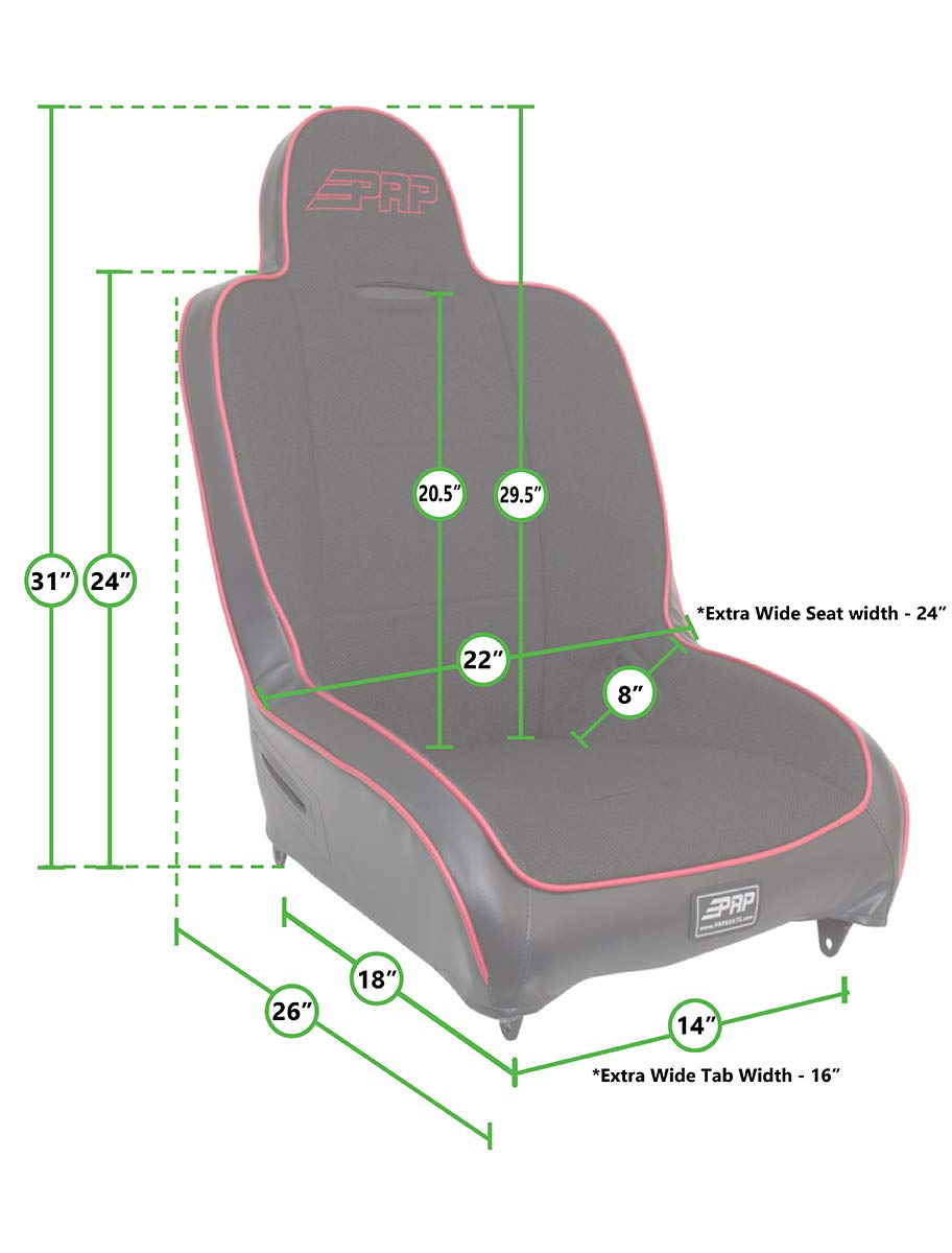 PRP Premier Fixed Back Seat for Jeep, Truck, Off-Road - Black Vinyl, Model A100110-50, Tweed Center, Versatile Containment