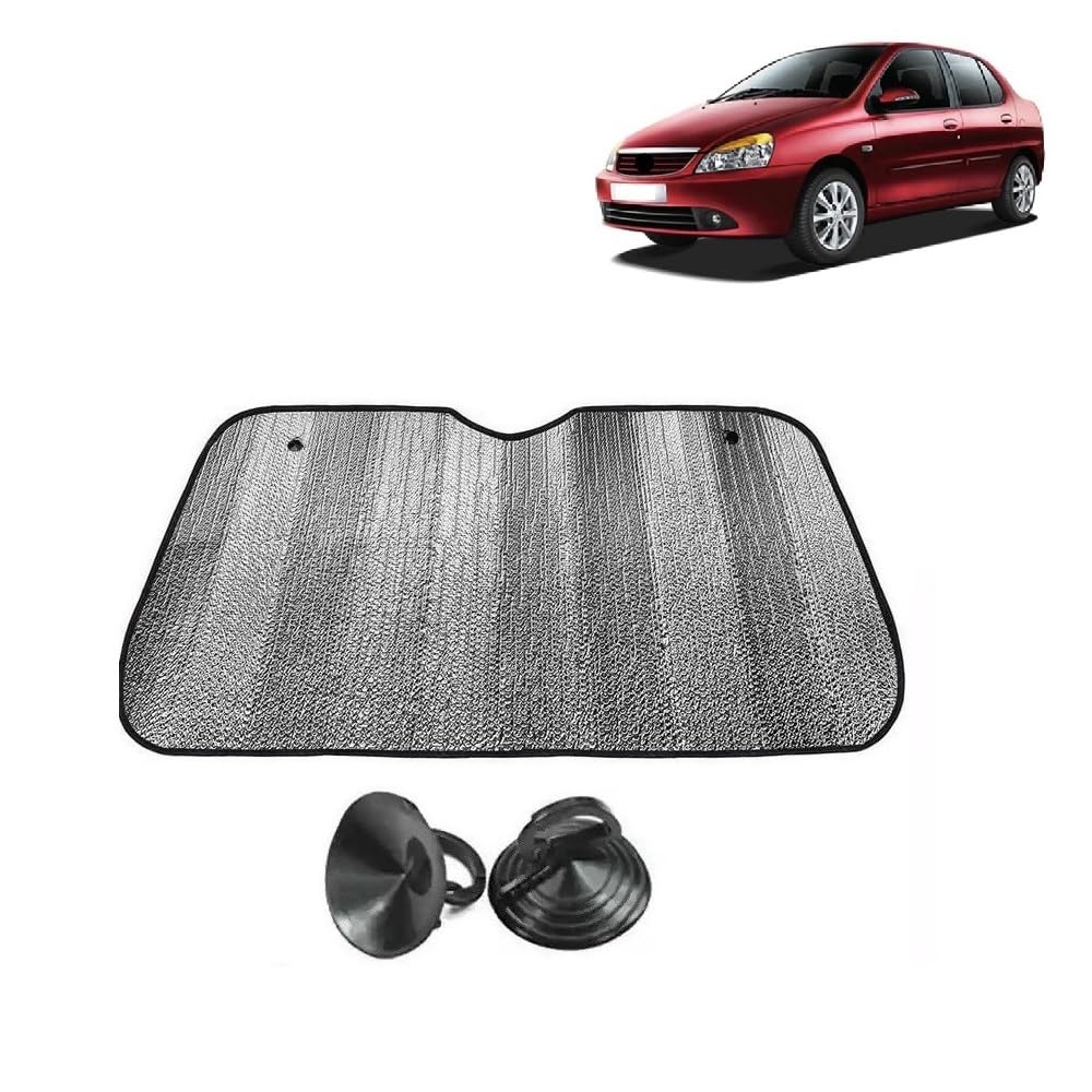 Car Windshield Sun Shade UV Rays Protector Silver Sunshade Solar Reflective suitable for Tata Indigo