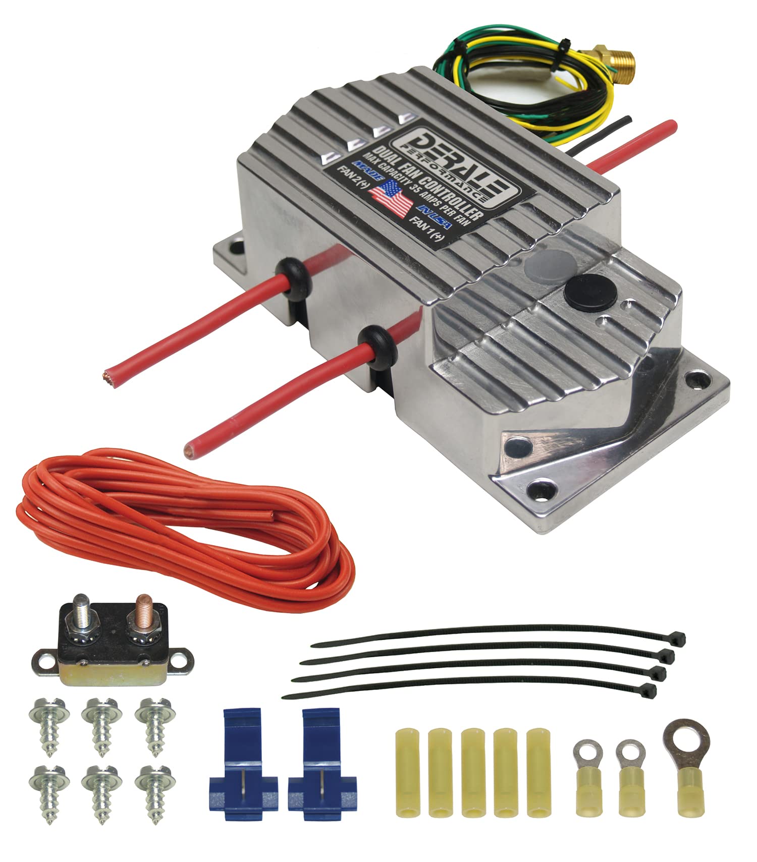 Derale 16789 High Amperage Dual Fan Controller With 3/8 Npt Thread In Probe