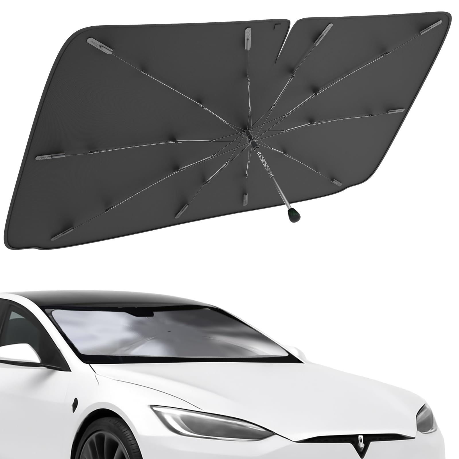 Windshield Sun Shade Umbrella for Car Metallic Coating on The Surface of Titanium Silver Cloth Protect Car from Sun Rays & Heat 