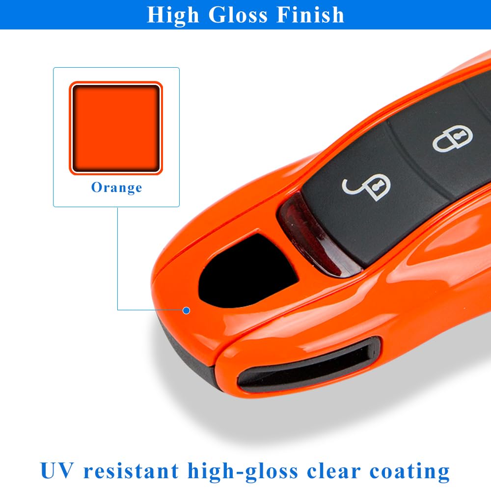 AeroBon Key Cover Fob Shell – 3-Piece Set, MK1 Size, Orange, Durable ABS Compatible with Porsche