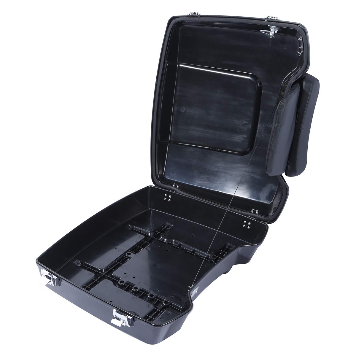 XFMT 5.5'' Razor Tour Pack Trunk W/Backrest Pad & Black Two-Up Mount Rack for Harley Touring Road King Street Glide Road Glide E