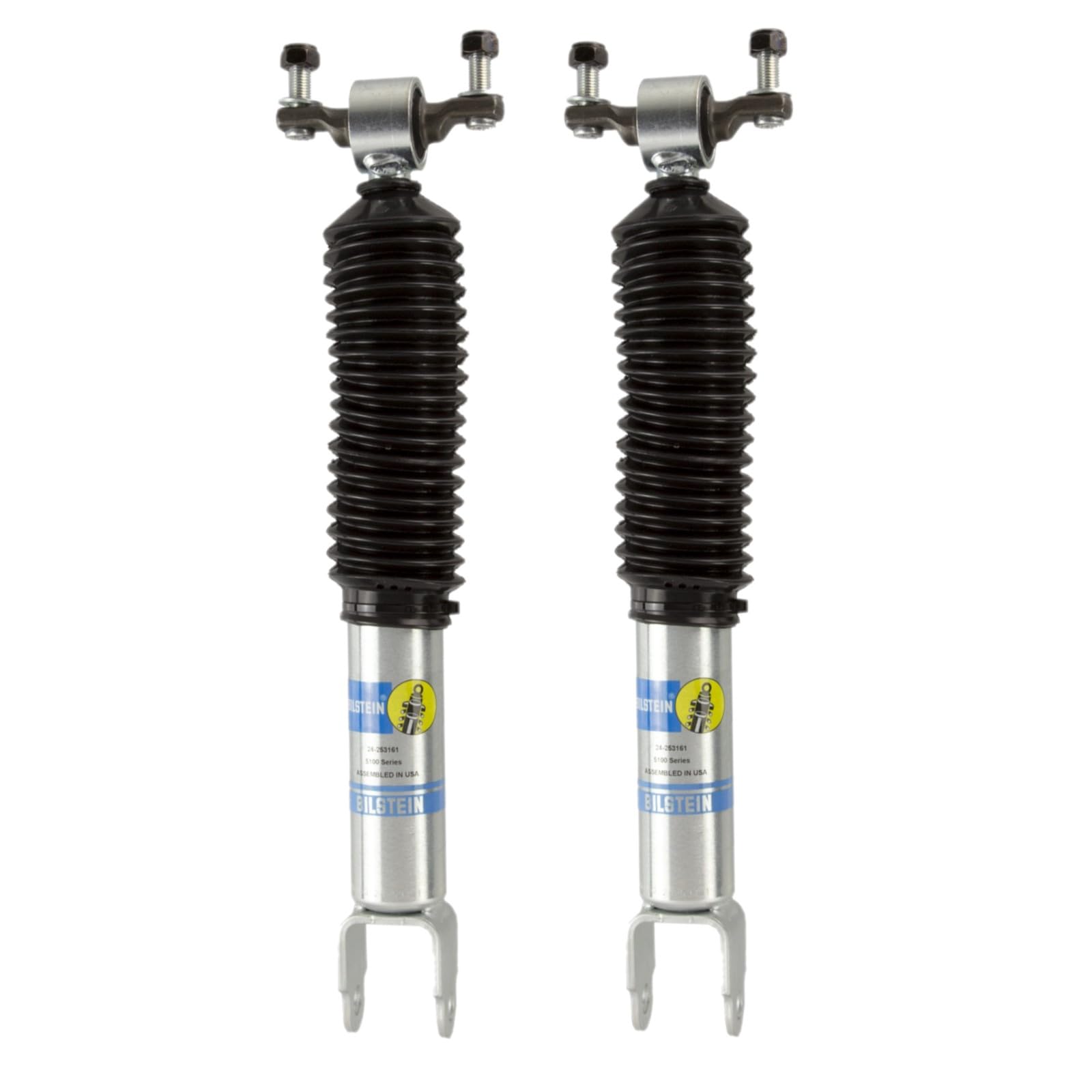 Bilstein 5100 Monotube Shocks Set for 2011-2024 Silverado/Sierra 2500/3500 HD, 1.5" Front Lift, Silver Metal Finish