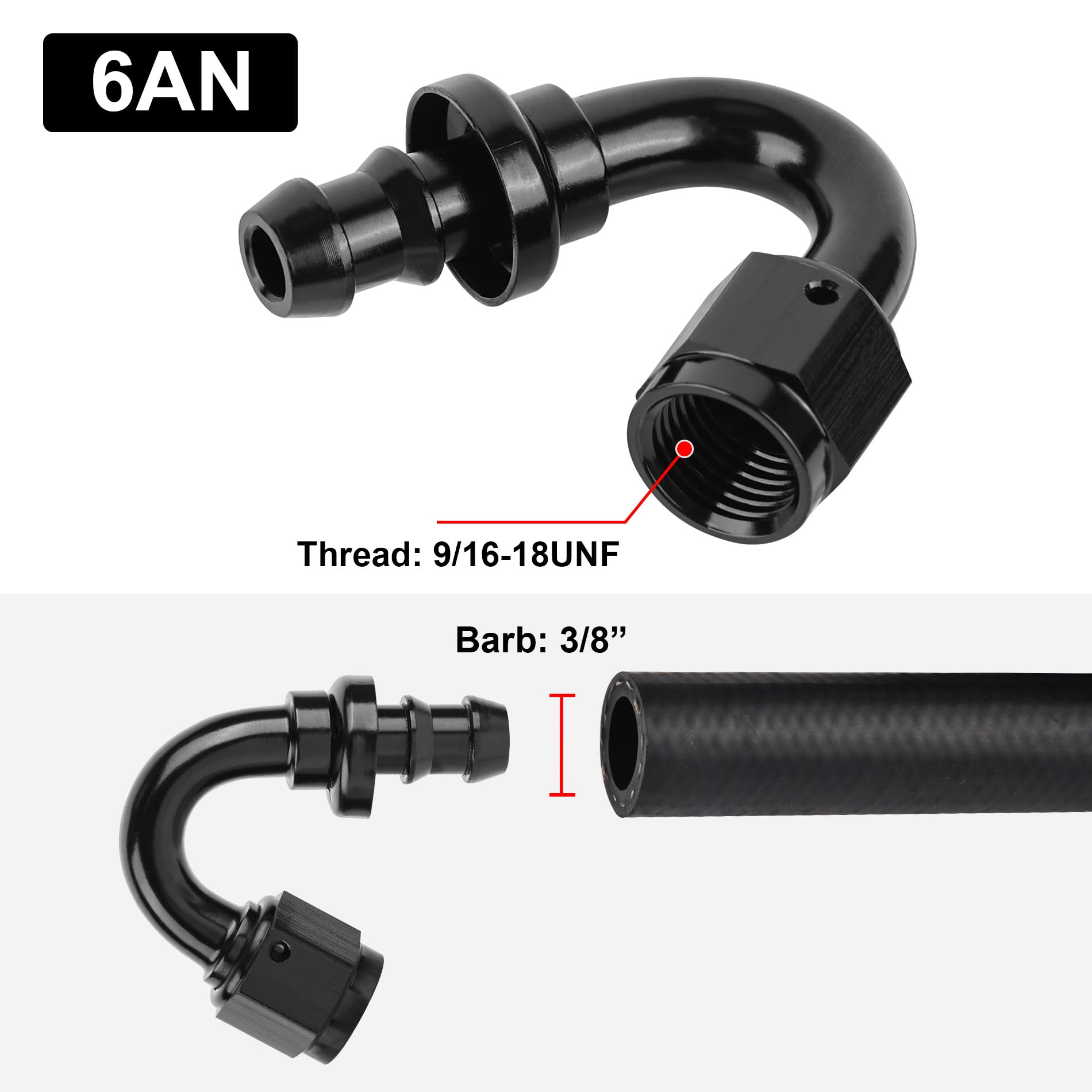 Evil Energy 6An 150 Degree Push Lock Hose Fitting End Black