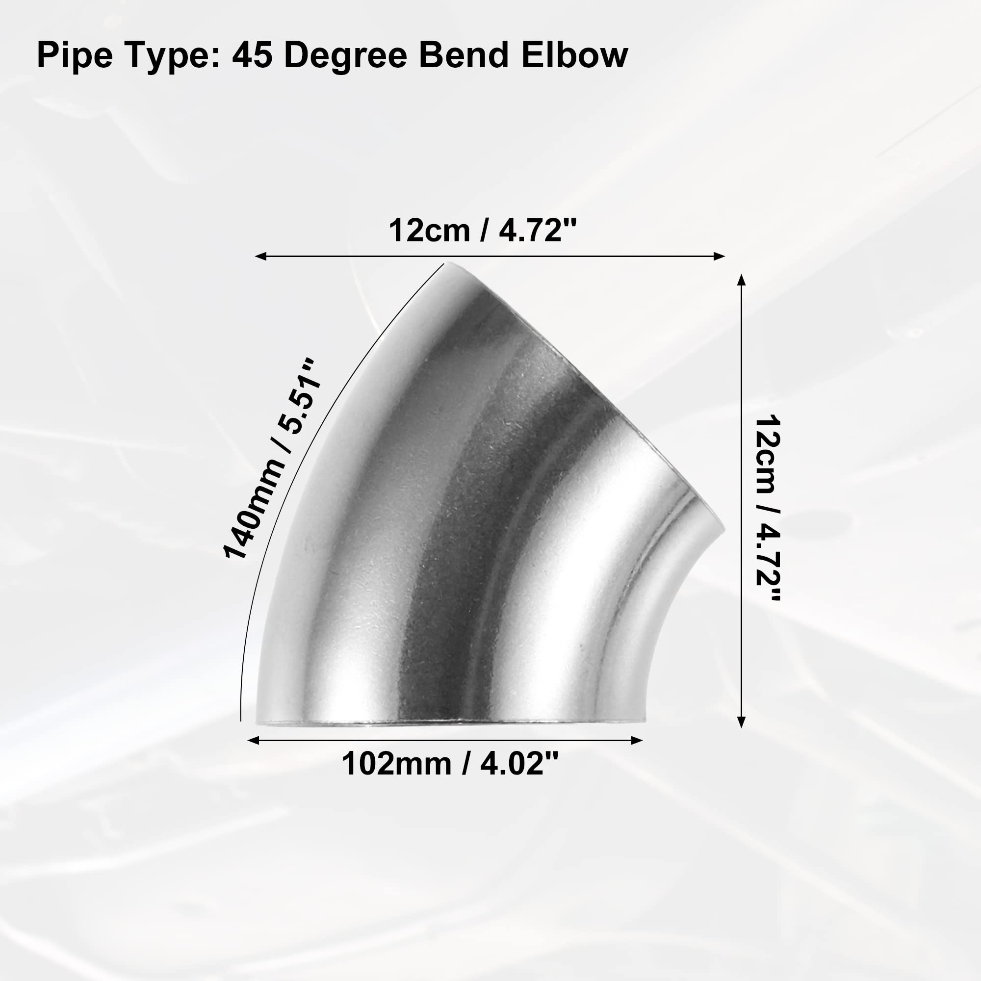 X AUTOHAUX 4 Pcs OD 4 Inch 45 Degree SS304 Stainless Steel Bend Tube Exhaust Elbow Pipe for Car Modified Exhaust System 4'' Pipi