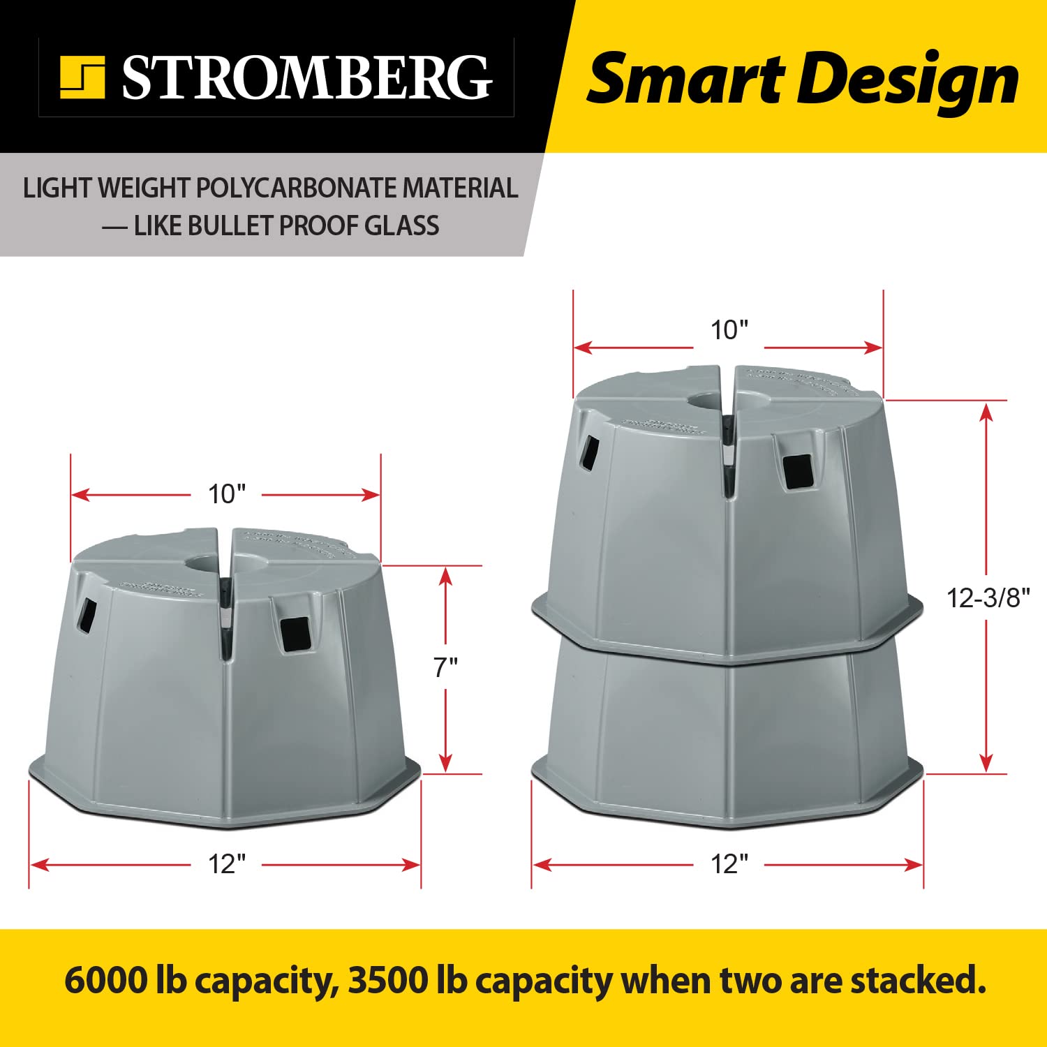 Stromberg Carlson Base Pad Extreme - 7 Block, 6000 Lb Max Capacity - Camper Accessories For Travel Trailers, Rv Accessories, Jack Stands, Trailer Jack, Trailer Jack Block, Rv Jack Pads (1 Pack)
