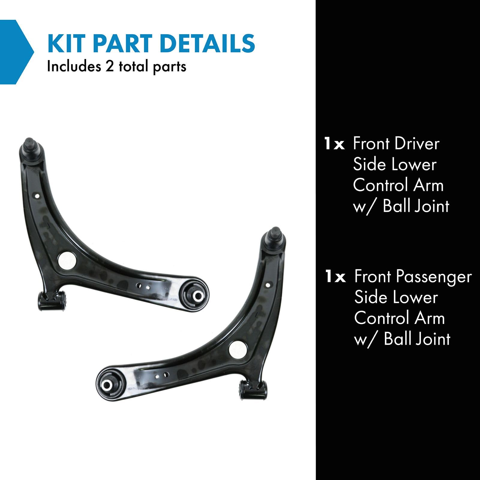 Trq Front Lower Control Arm With Ball Joint Set Compatible With 2008-2017 Mitsubishi Lancer 2007-2019 Outlander 2011-2019 Outlan