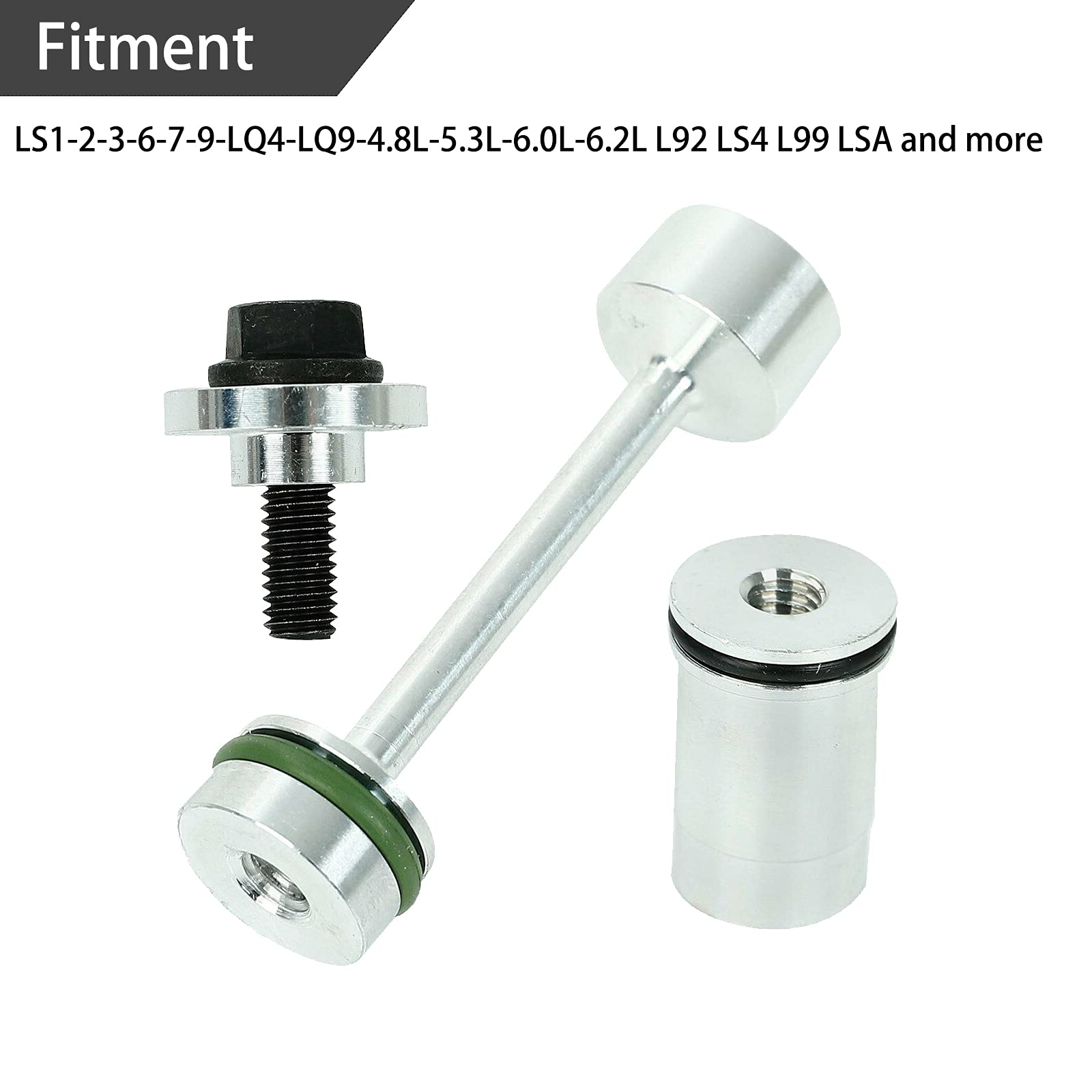 BLACKHORSE-RACING LS Billet Aluminum Oil Diverter Barbell & Valve Plug Kit for GM Gen III & IV LS Engines Model HM1814