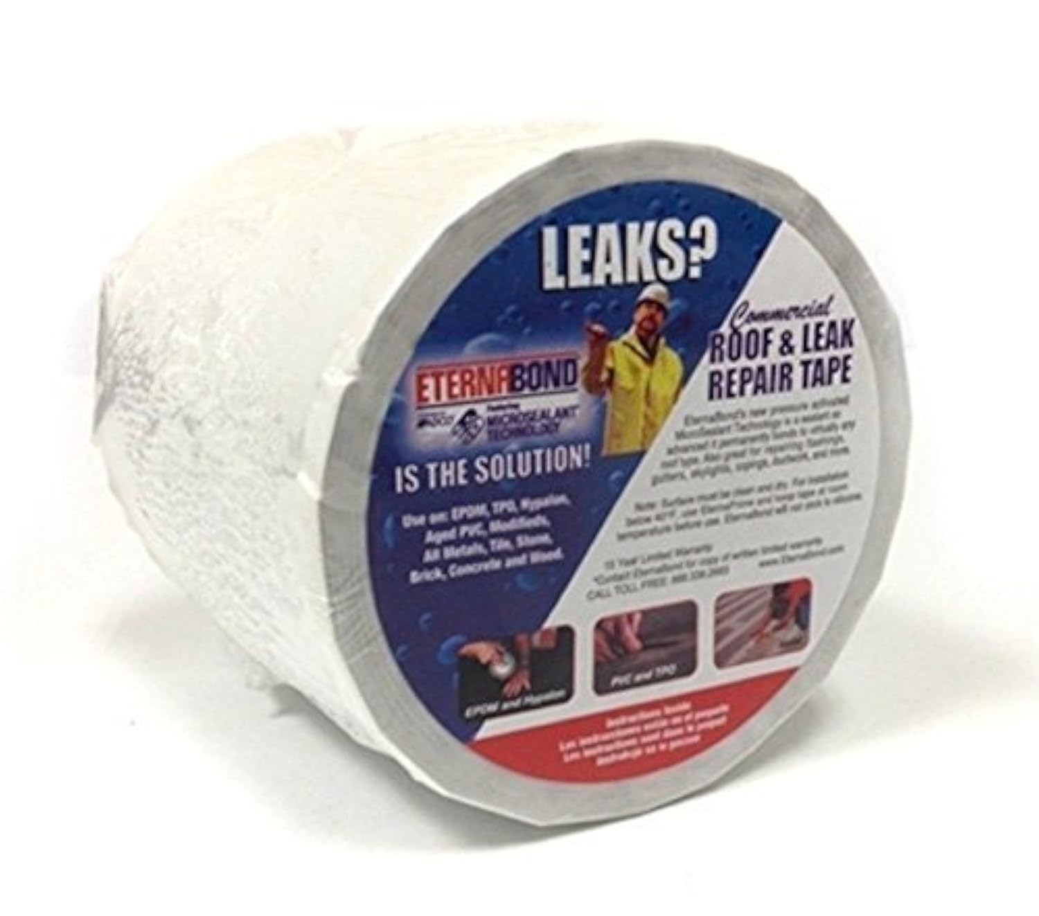 EternaBond White Mobile Home RV Rubber Roof Repair 4  x 20  - 20 Foot, 20 Feet