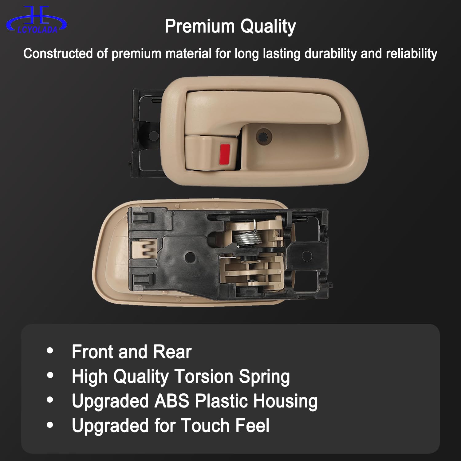 Lcyolada Set Of 4 Interior Door Handles W/Bezel (Beige) Compatible With 2000-2006 Toyota Tundra (Standard/Extended Cabs Only),Fr