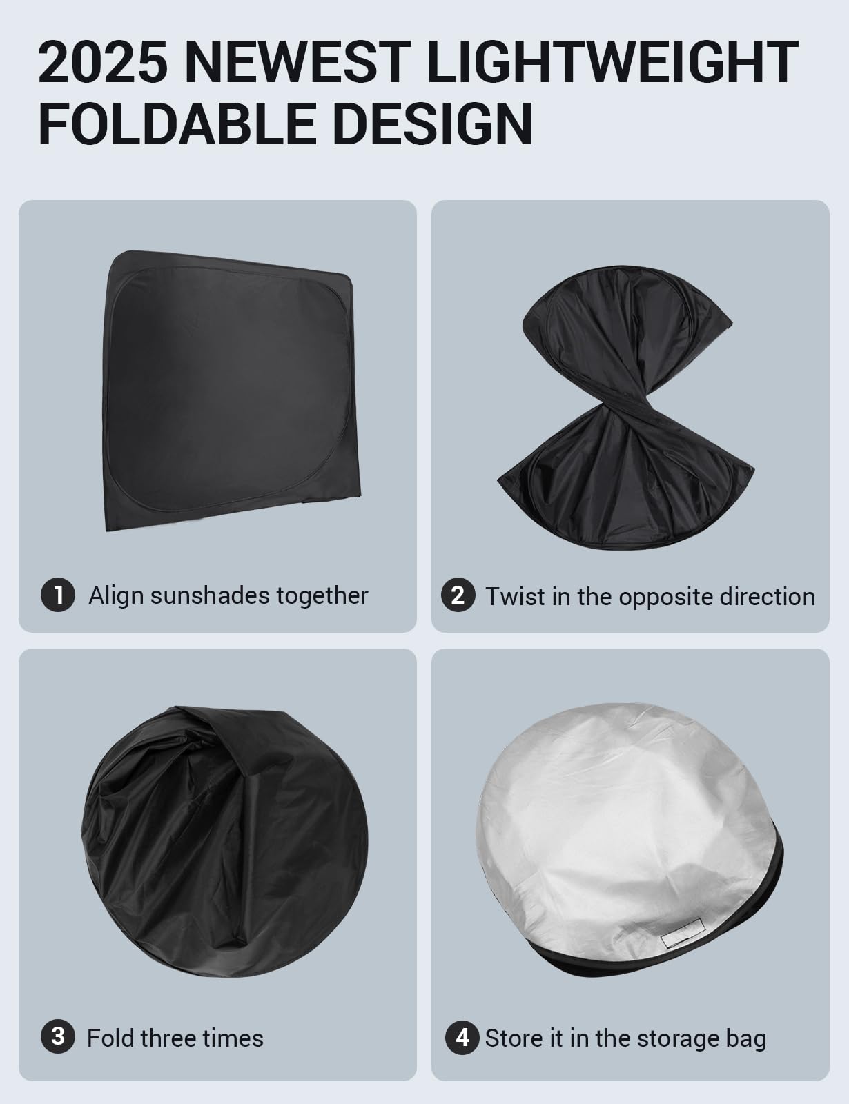 Proadsy 2025 Upgrade Windshield Sun Shade Custom Fit Honda Civic 2022-2024 2025 (Not For 2022 Sport) 4-Layer Foldable Front Suns