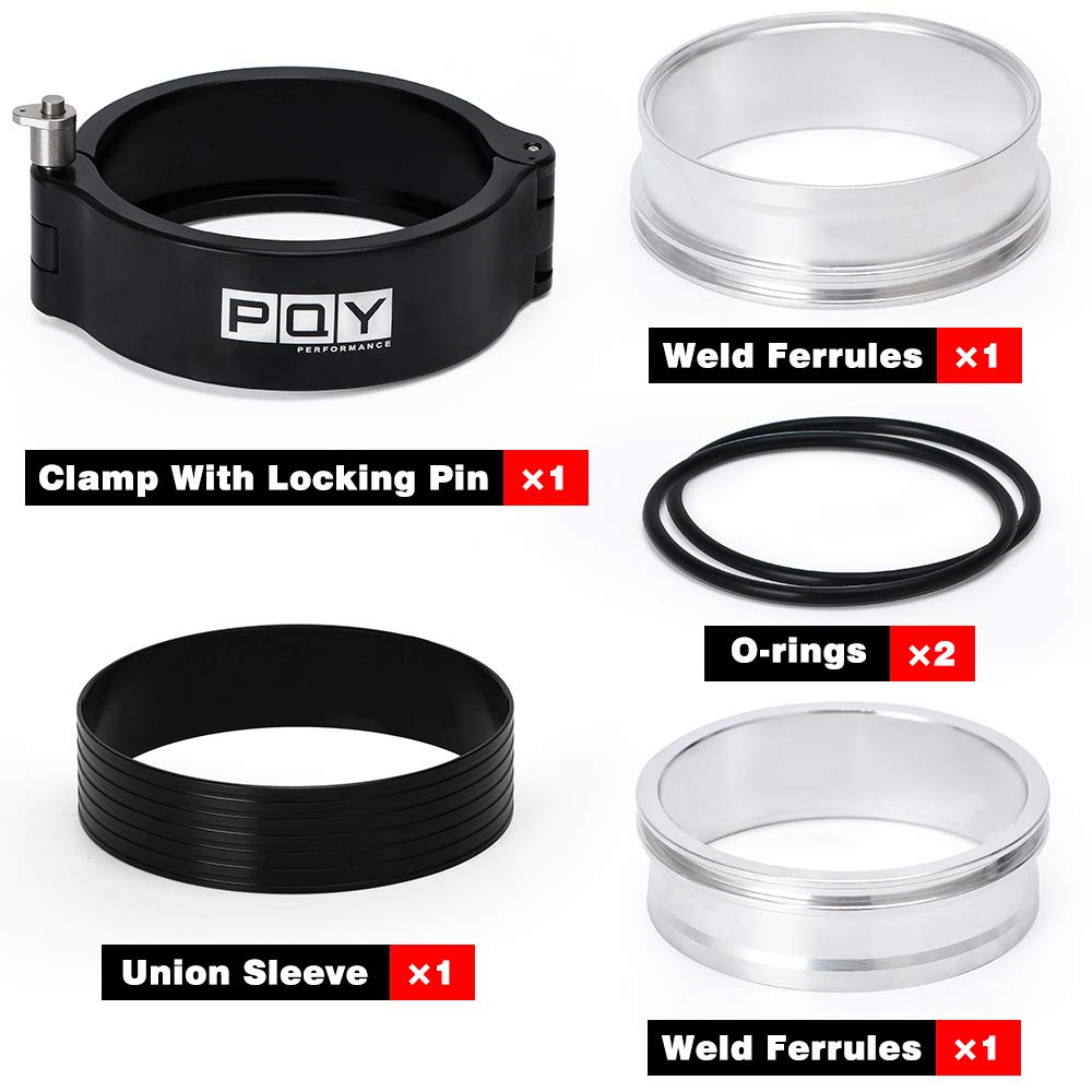 PQY 2.5 Inch Aluminum Quick Release V Band Clamp with Flange Intercooler Pipe Clamp Throttle Union Sleeve