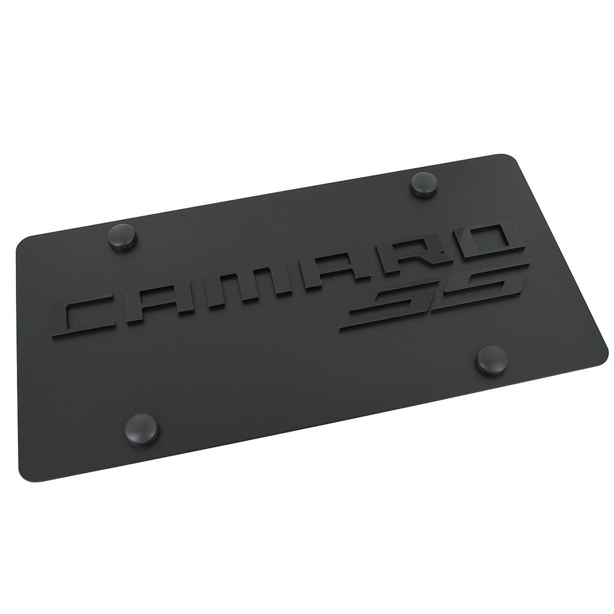 Chevrolet Camaro Ss License Plate On Black Steel