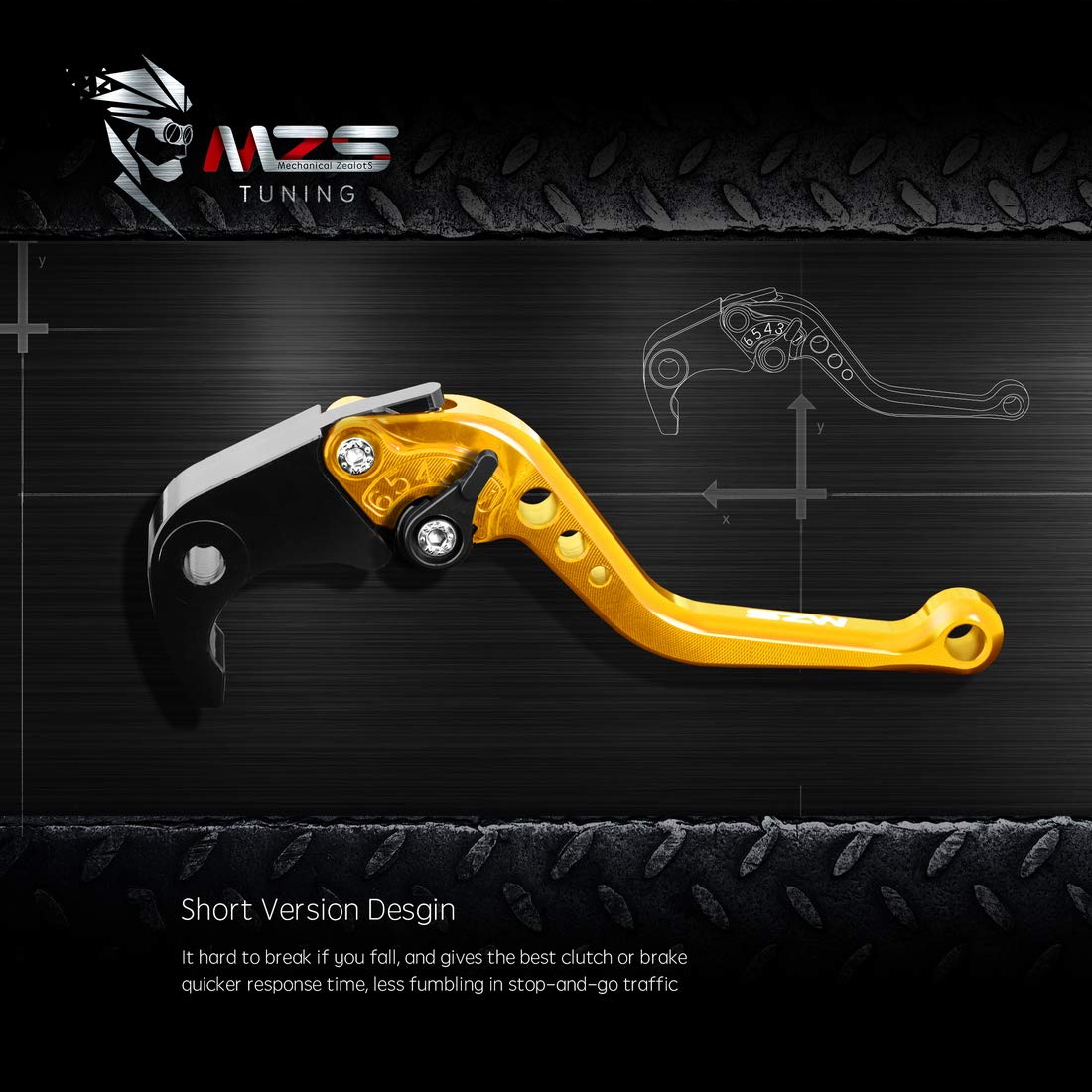 Mzs Gold Motorcycle Brake Clutch Levers Adjustable Short Cnc Compatible With Kle300 Kle300X Klx150S Klx125 Klx250 Klx230 Klx230R