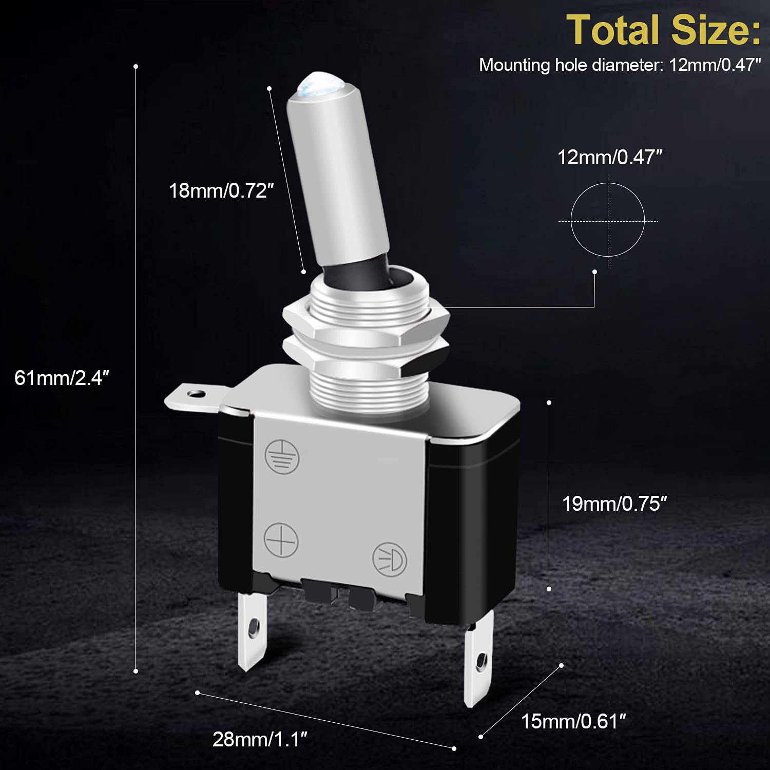 Twidec/3Pcs Rocker Lighted Toggle Switch 12V 20A Heavy Duty Racing Car Automotive Auto Spst On/Off Toggle Switch White Led Illuminated 3Pin Asw-07Dw