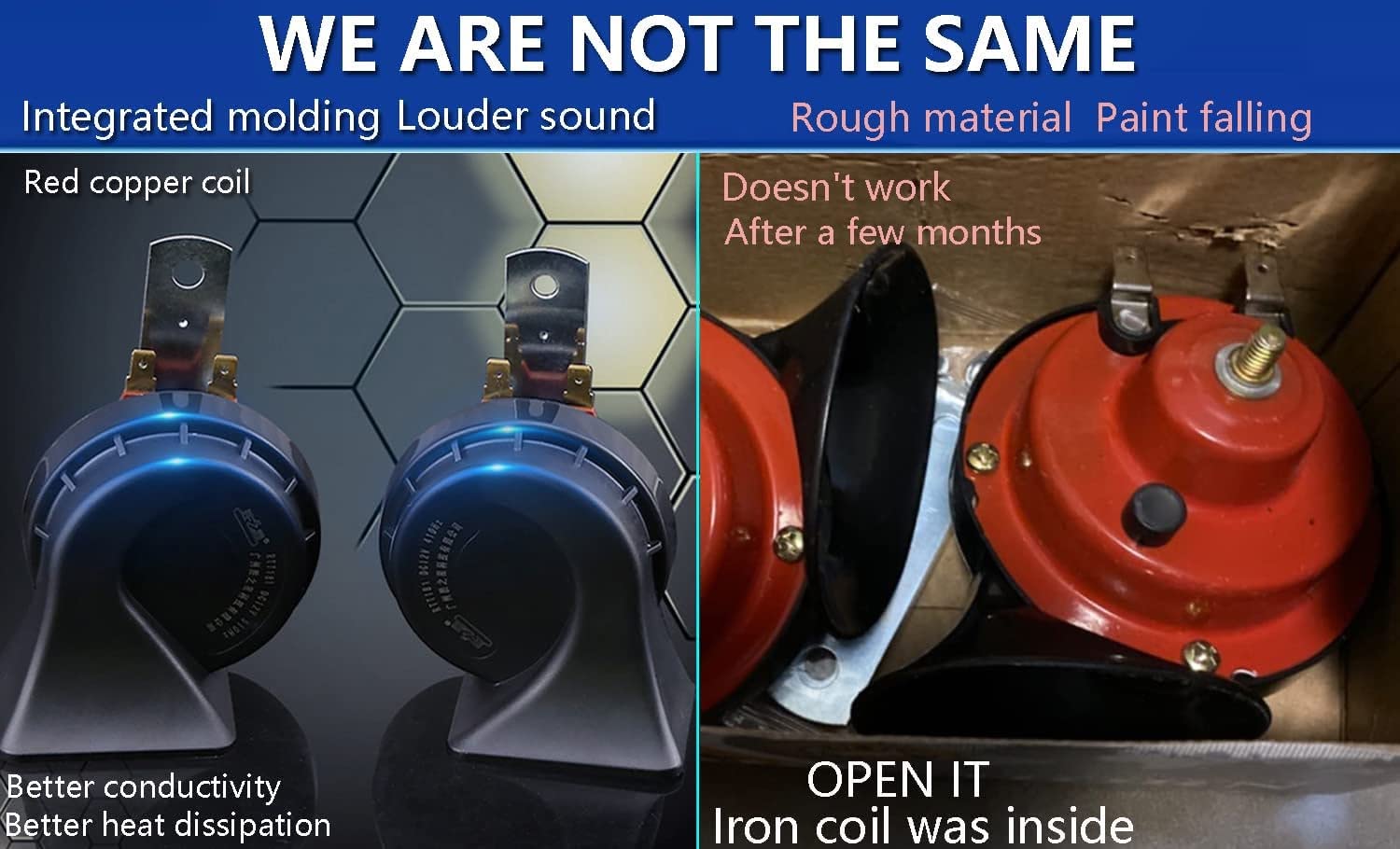 Loud Snail Horn 12V, Banhao Motorcycle Horn With Relay Universal Electric Double Horns Kit For Trucks Car Train Pickup Off-Road