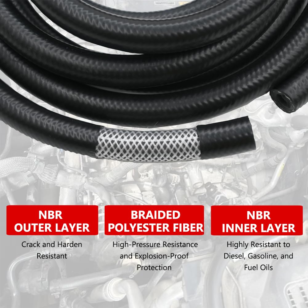 Byredio 3/8 Transmission Cooler Hose 10Mm High Pressure Push Lock Fuel Injection Hose 300Psi 5Ft