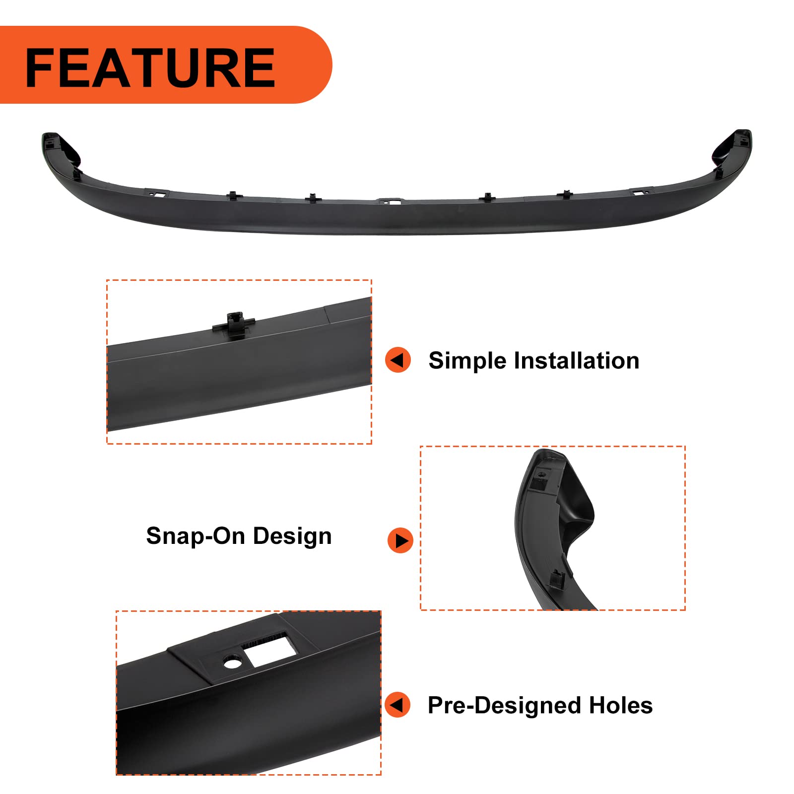 ECOTRIC Front Lower Bumper Valance Air Deflector, Black Plastic, Compatible with 2002-2008 Dodge Ram 1500 & 2003-2009 Ram 2500/