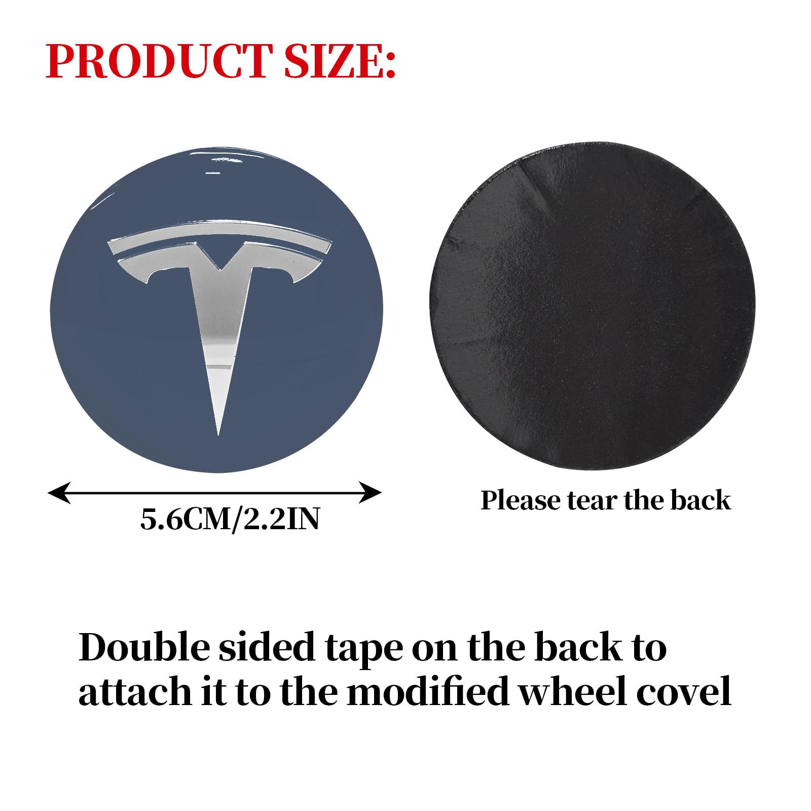 Knomix 4 Pack Aluminum Waterproof Wheel Cover Center Emblem Sticker for Tesla Model 3 Model Y 56mm Hubcaps Wheel Rim Cover (Silv