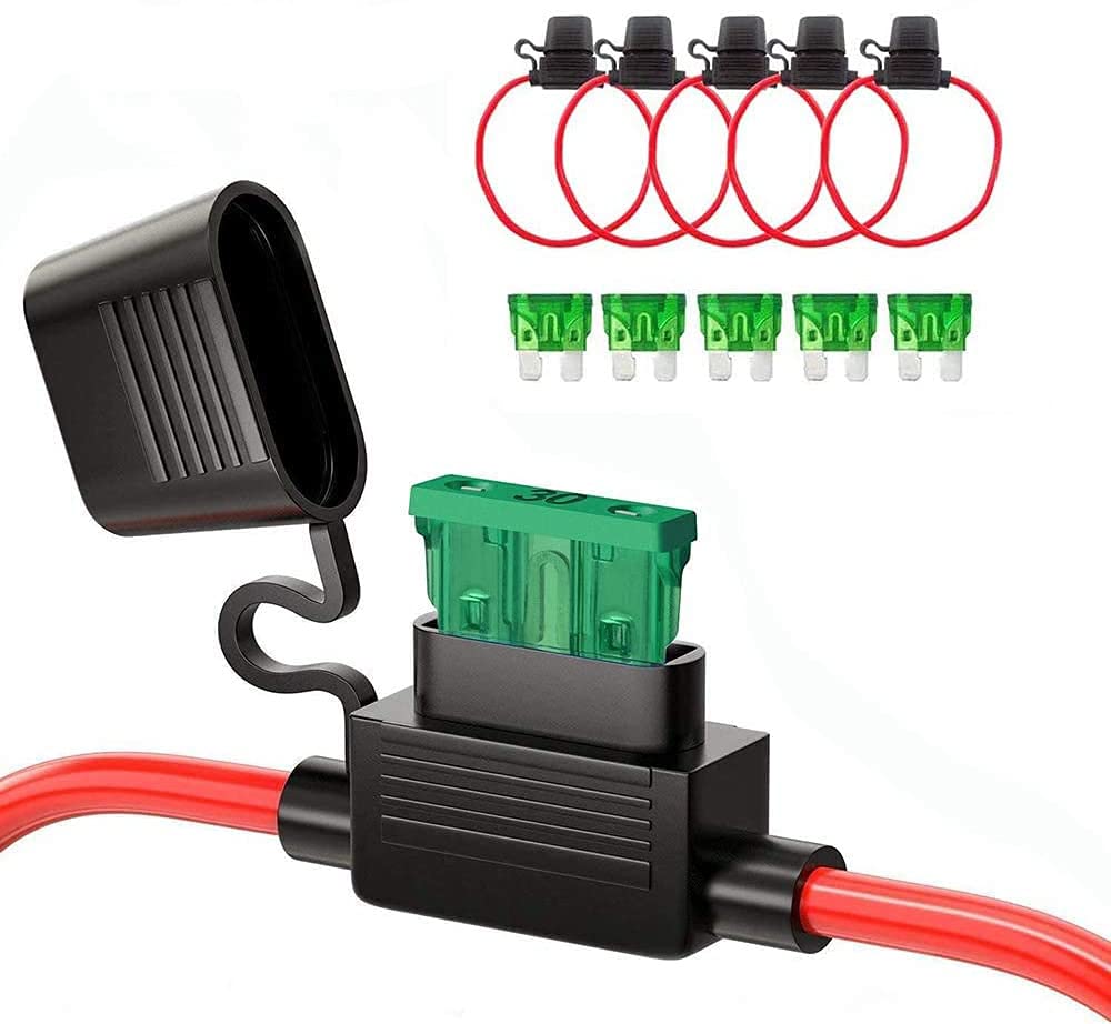 Mcigicm 12 Awg Inline Fuse Holder With 30A Atc/Ato Blade Fuse, 5 Pack