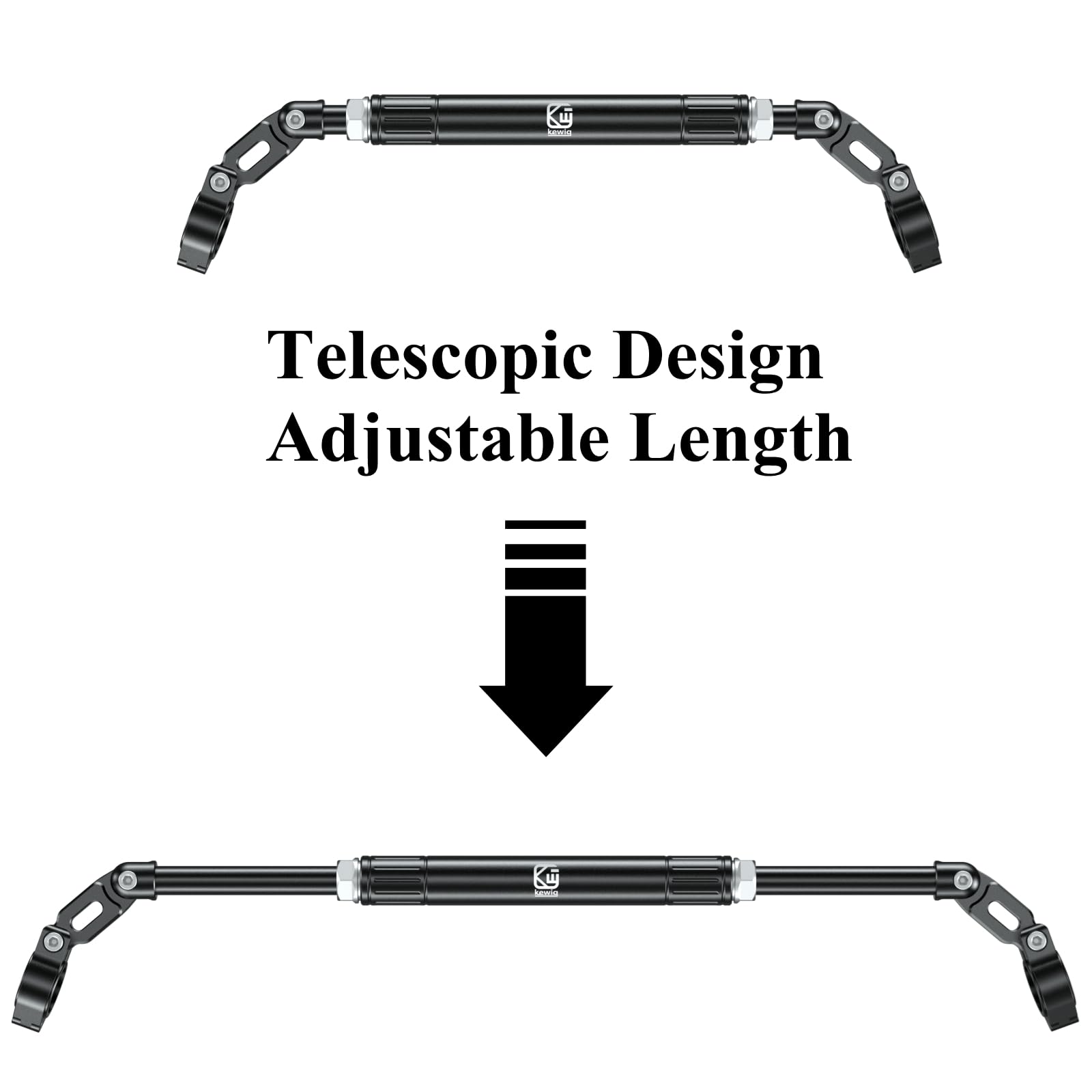 BRCOVAN Aluminum Motorcycle Handlebar Extender, Adjustable Length, Fits 22mm Bars, Black, Model HB4-L
