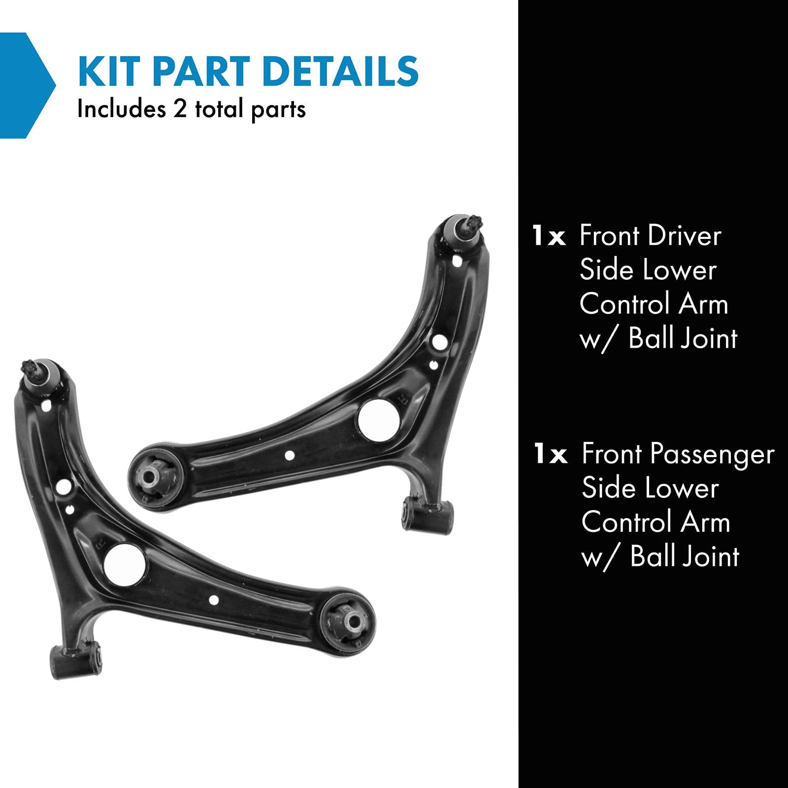 Trq Front Lower Control Arm With Ball Joint Set Compatible With 2000-2003 Toyota Echo