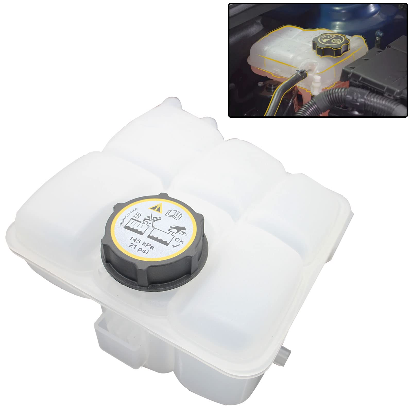Zzcsz 603-382 603382 Front Engine Coolant Reservoir Tank Replacement Compatible With Ford 2013-2018 C-Max | 2013-2016 Escape | 2