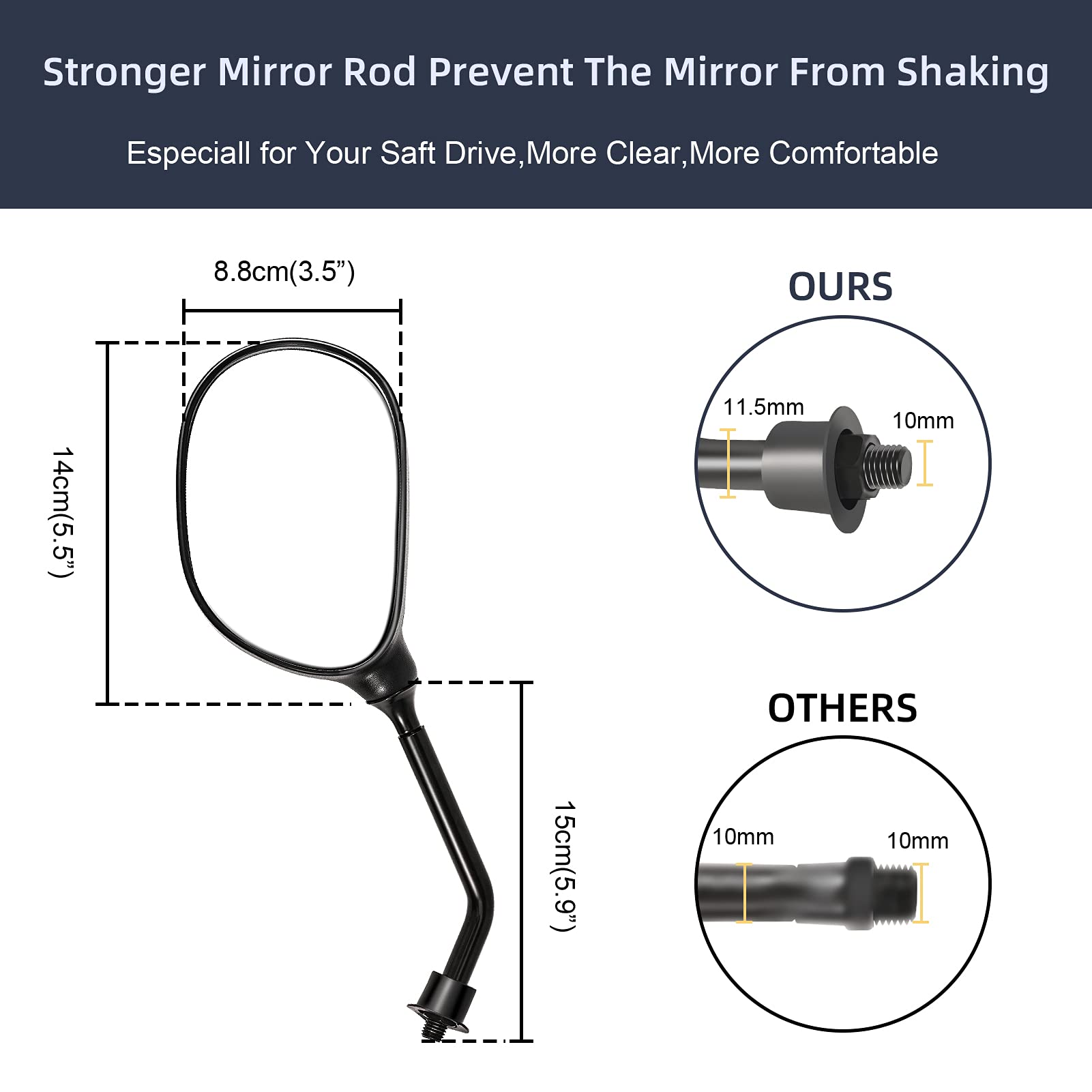 Trkimal Universal Adjustable ATV Motorcycle 360 Degrees Ball-Type Side Rearview Mirror with 7/8    Handlebar Mount Compatible fo