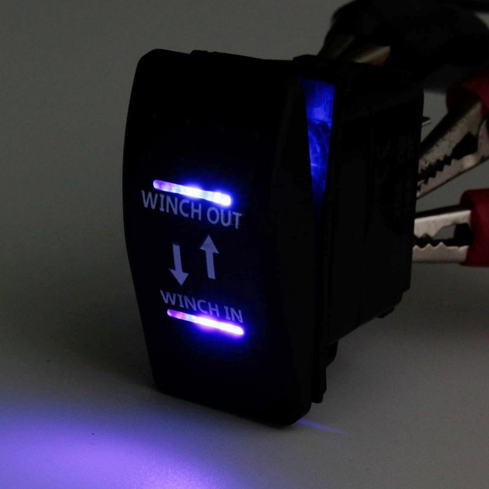 Esupport Car Auto 12V Momentary Light Button Rocker Toggle Switch Blue Led Winch In Out On-Off-On 7Pin Spdt