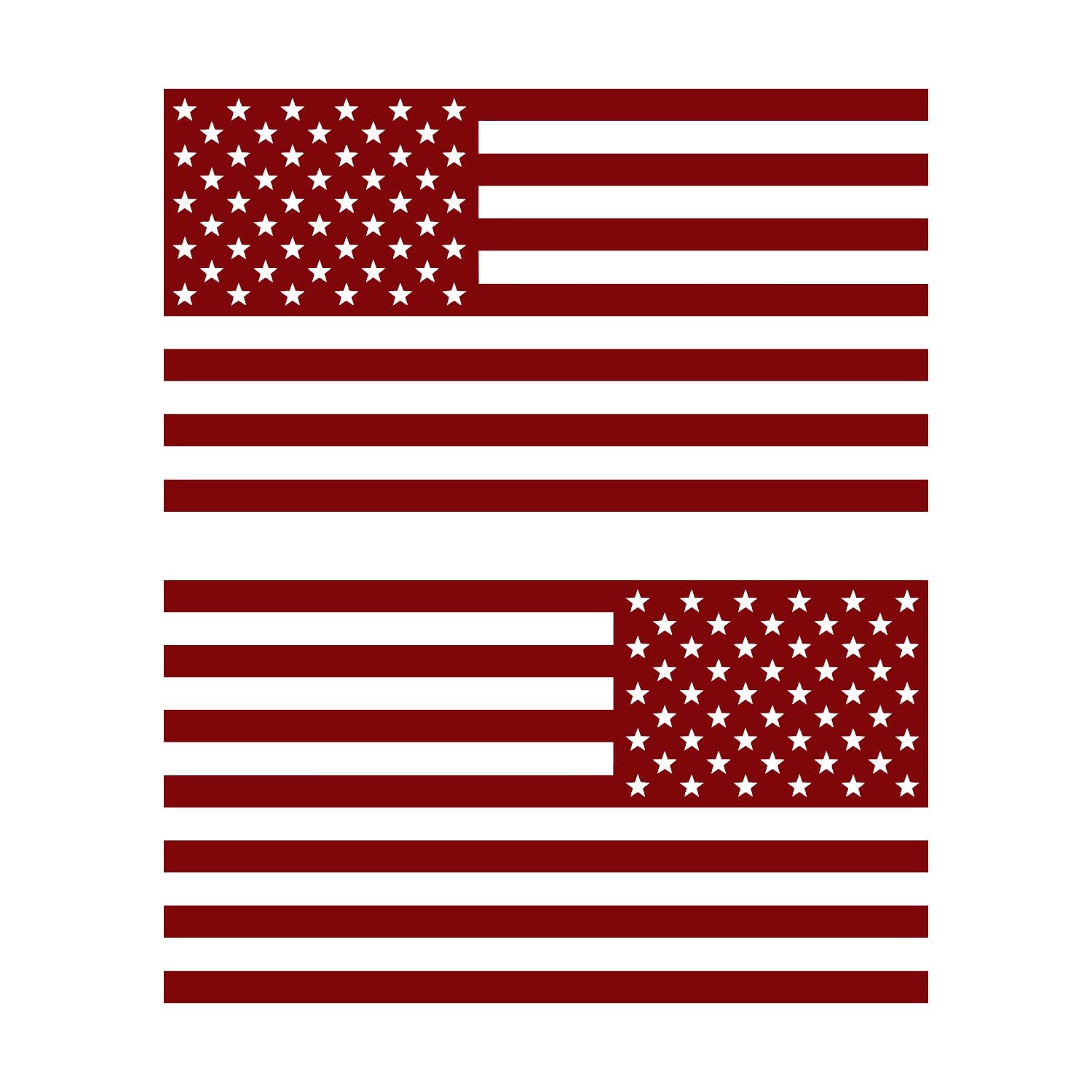 American Us Flag [Pick Color/Size] Vinyl Decal Sticker For Laptop/Car/Truck/Window/Bumper (5In Subdued Pair, Matte Maroon)