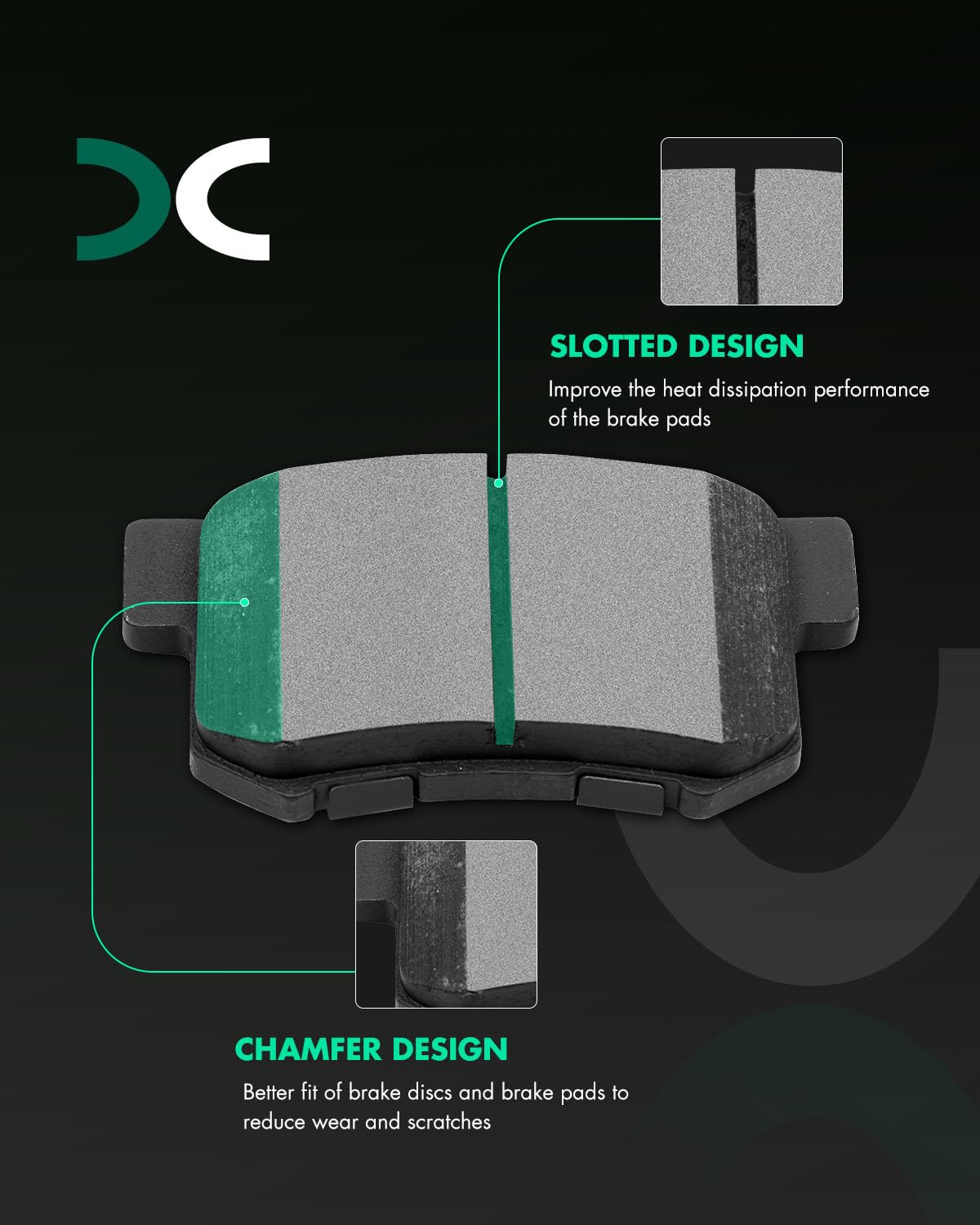 Scitoo D536 Rear Ceramic Brake Pads Sets Fit For Acura Cl/Legend/Rdx/Rl/Tl,For Honda Cr-V 2002-2004,For Honda Element 2003-2011,