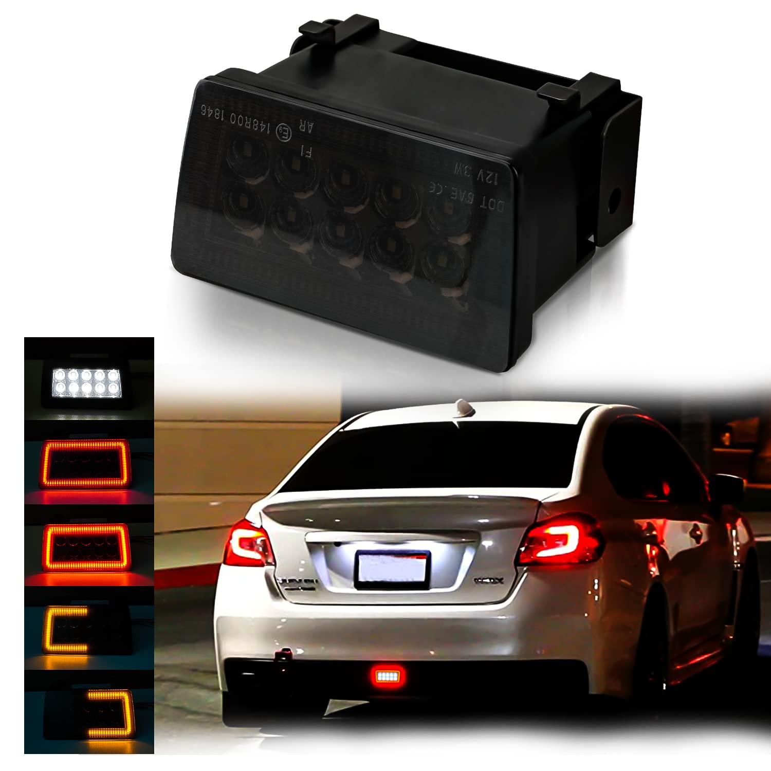 Bestview 5-In-1 LED Rear Fog Light Assembly Kits Compatible for 2011-2021 Subaru WRX STI Impreza XV Crosstrek, Function as Tail 