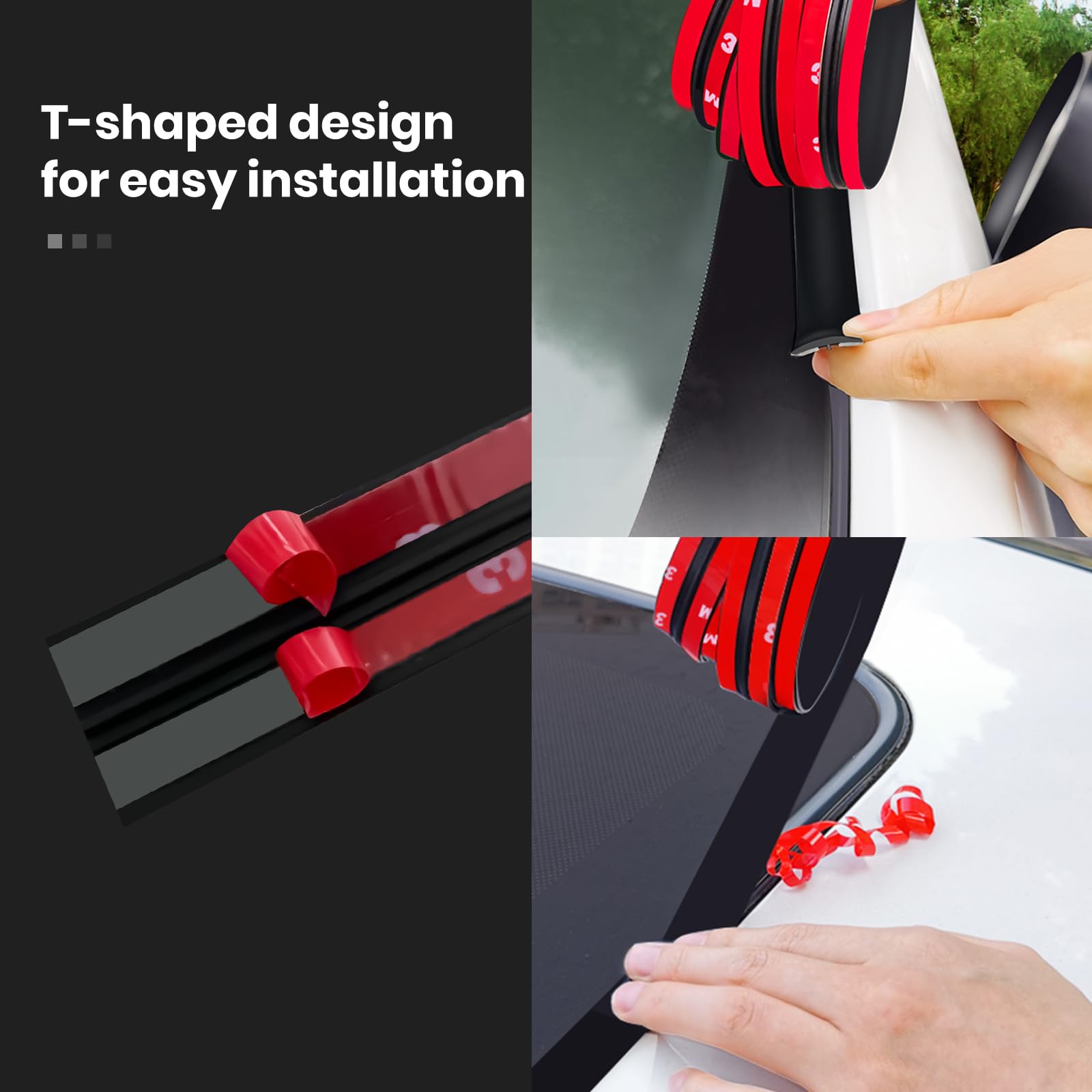 16.4 Ft Windshield Rubber Seal Car Weather Stripping Trim T Shape Sealing Strip For Car Front Rear Windshield(19Mm)