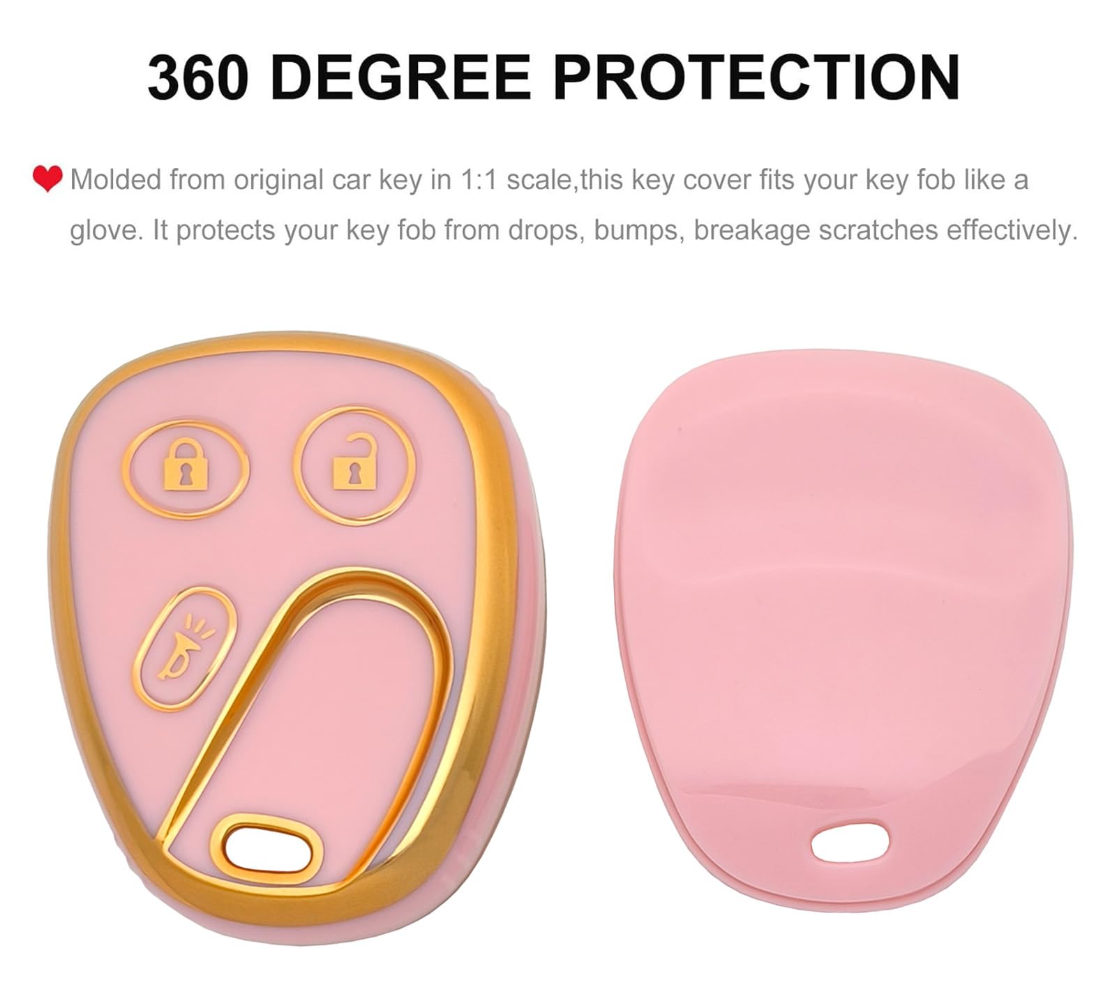 Chyoek Key Fob Cover Case for Chevy & GMC - TPU, Pink, Model chyoekey038TPU