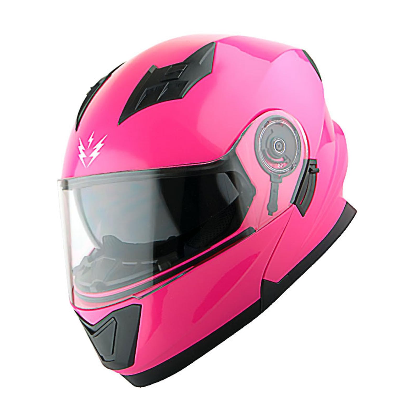 1Storm Modular Full Face Motorcycle Helmet, Large, Glossy Pink, Thermoplastic, Dual Visor, Rechargeable LED Tail Light