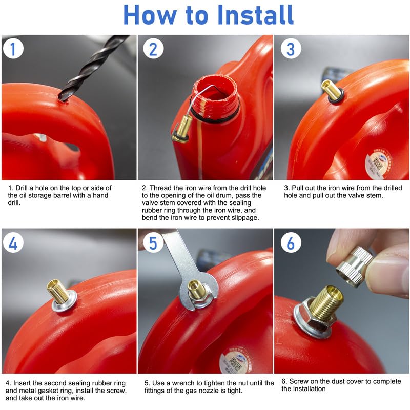 TaoTazon Gas Can Vent Caps - 6 Pack Leak-Proof Metal Replacement Plug for Faster Flow